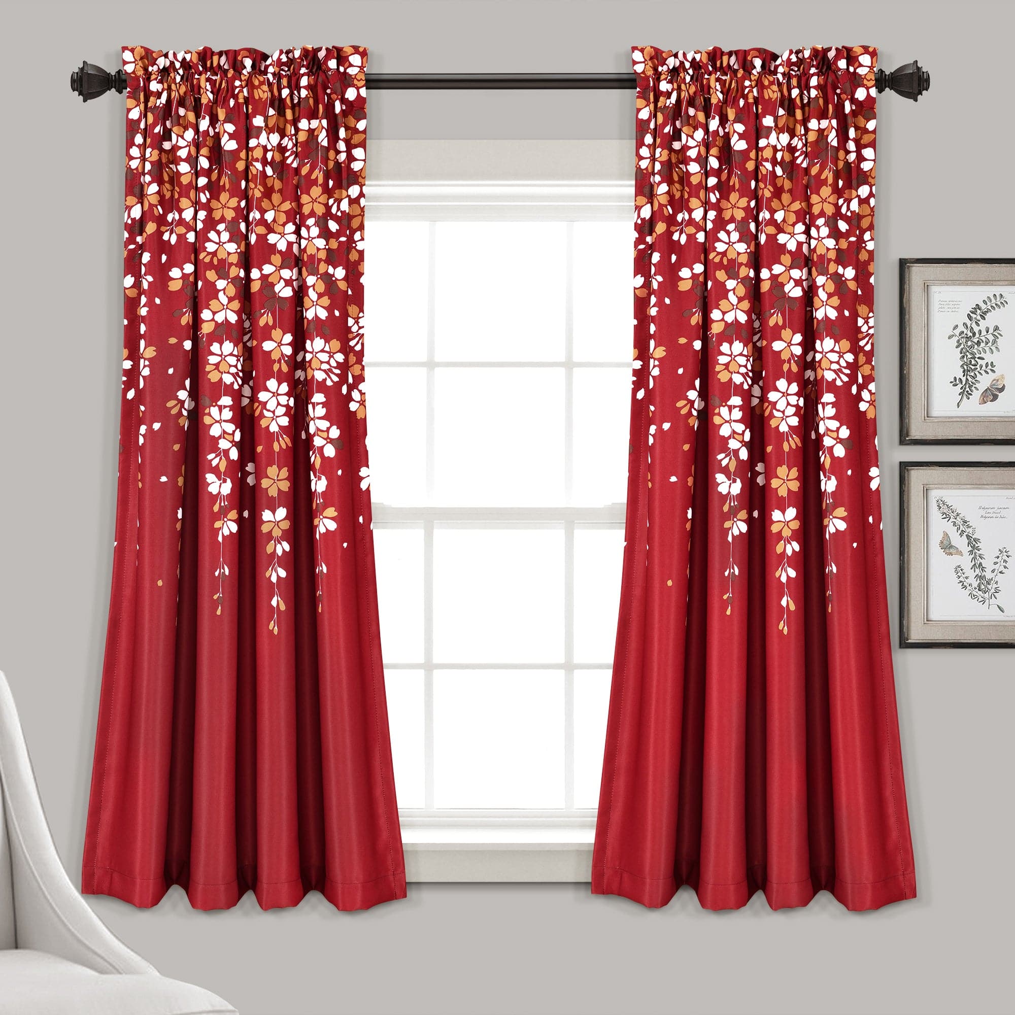 Elegant Weeping Flower Light Filtering Window Curtain Set - Soft Sheer Drapes for Living Room & Bedroom - Perfect for Privacy & Sun Protection