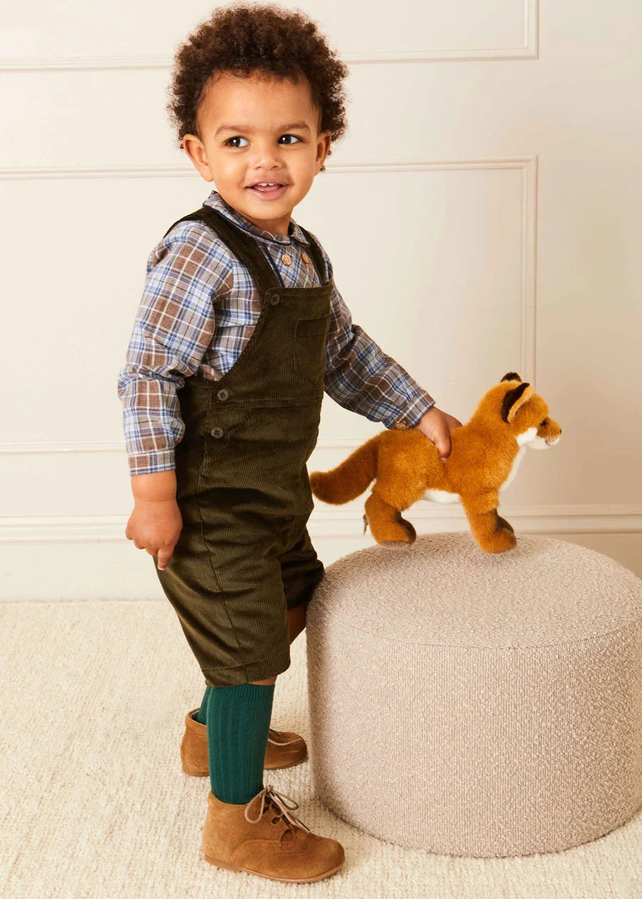 Green Velvet Dungarees for Baby Boys - Soft & Stylish Overalls for Infants 0-24 Months - Perfect for Photoshoots, Holidays & Special Occasions