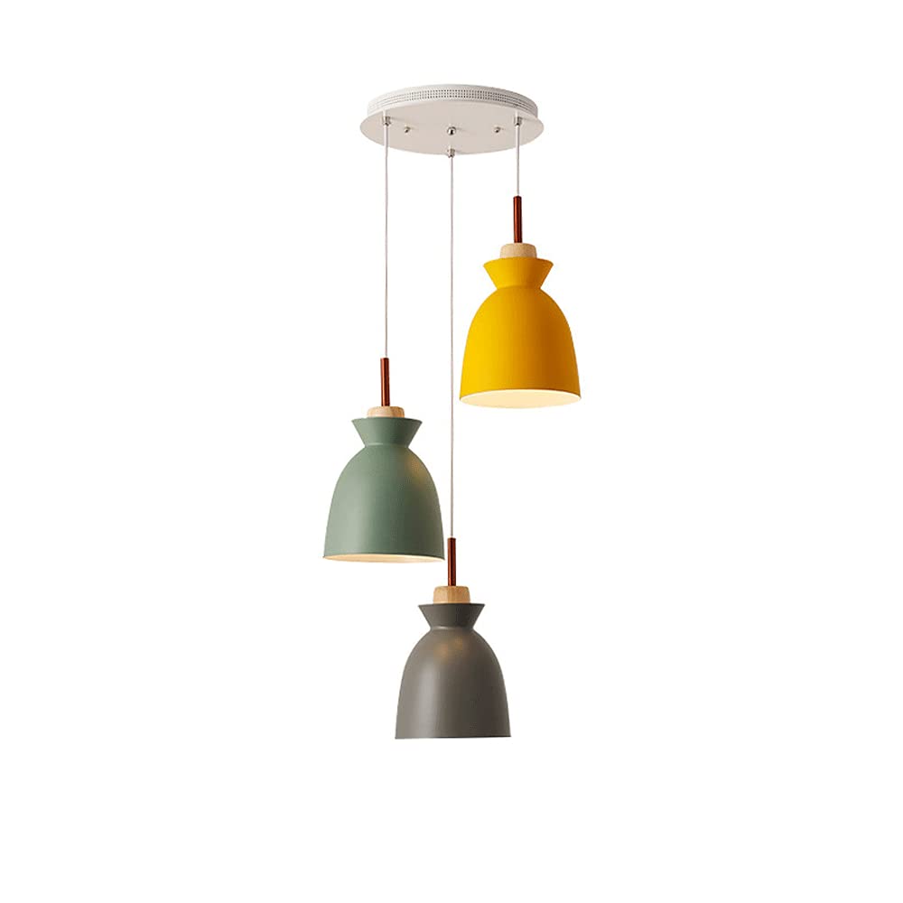 Nordic Retro Wrought Iron Macaron Pendant Light - Metal Lampshade Ceiling Lamp for Restaurant, Loft & Home Decor - Vintage Industrial Lighting Fixture (Round Plate Design) - Perfect for Dining Room, Cafe and Bedroom Lighting
