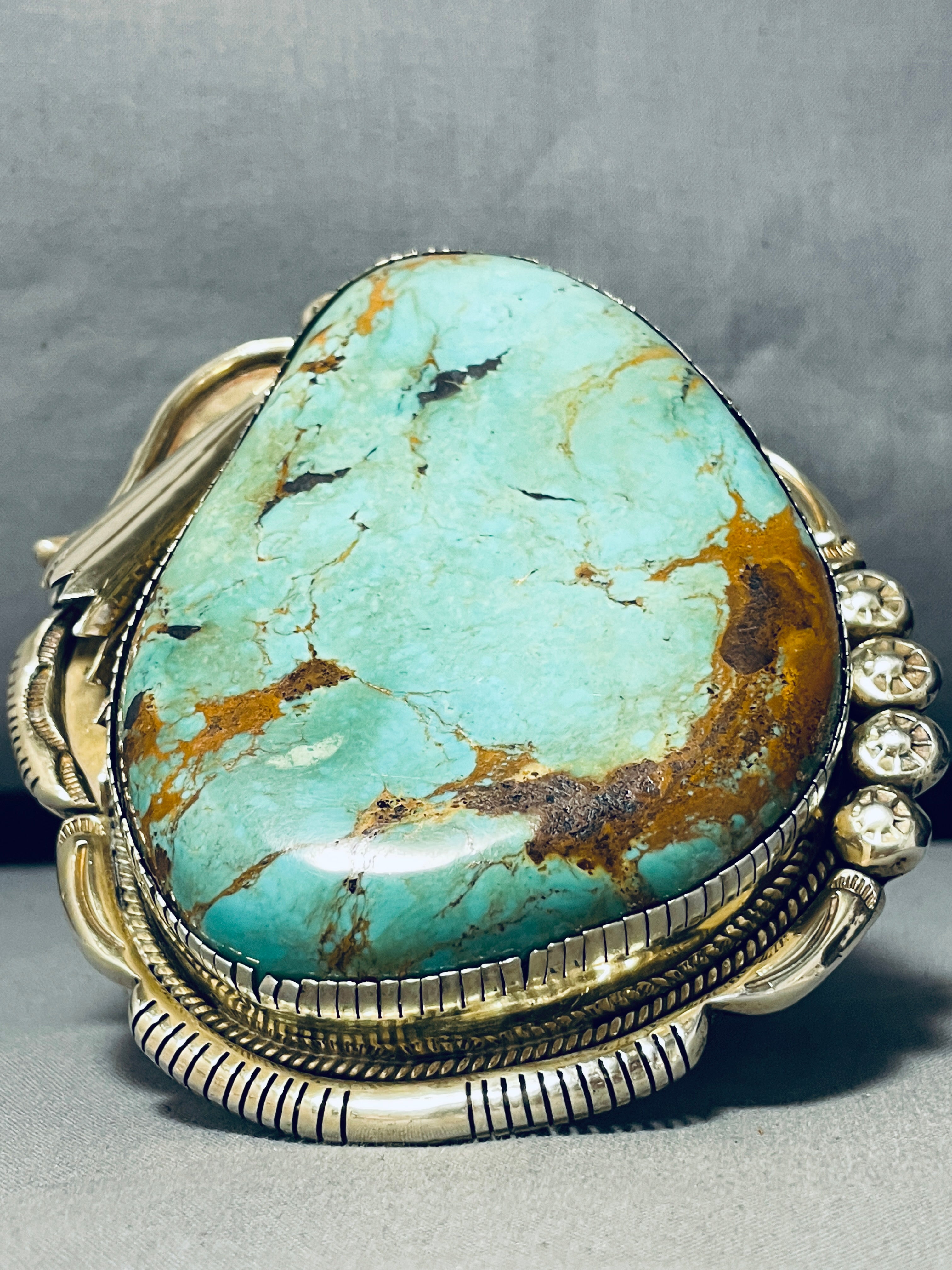 436 Grams Vintage Navajo Sterling Silver Turquoise Bracelet - Authentic Native American Jewelry for Women, Handmade Southwest Boho Style - Perfect for Festivals, Weddings & Boho Fashion