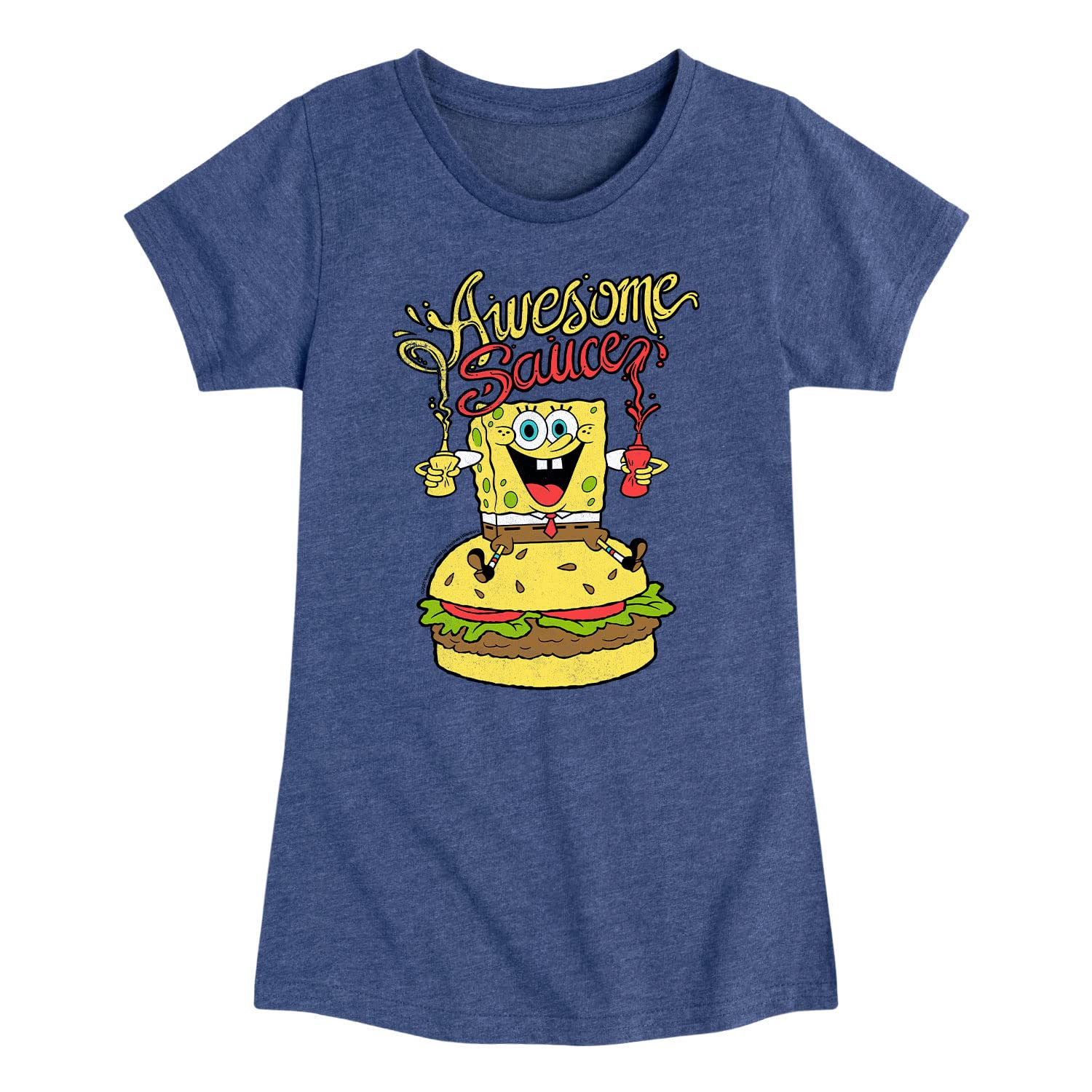 HYBRID APPAREL Spongebob Squarepants Awesome Sauce Toddler & Youth Girls Short Sleeve Graphic T-Shirt - Cute Cartoon Tee for Kids Playtime, School & Birthday Parties