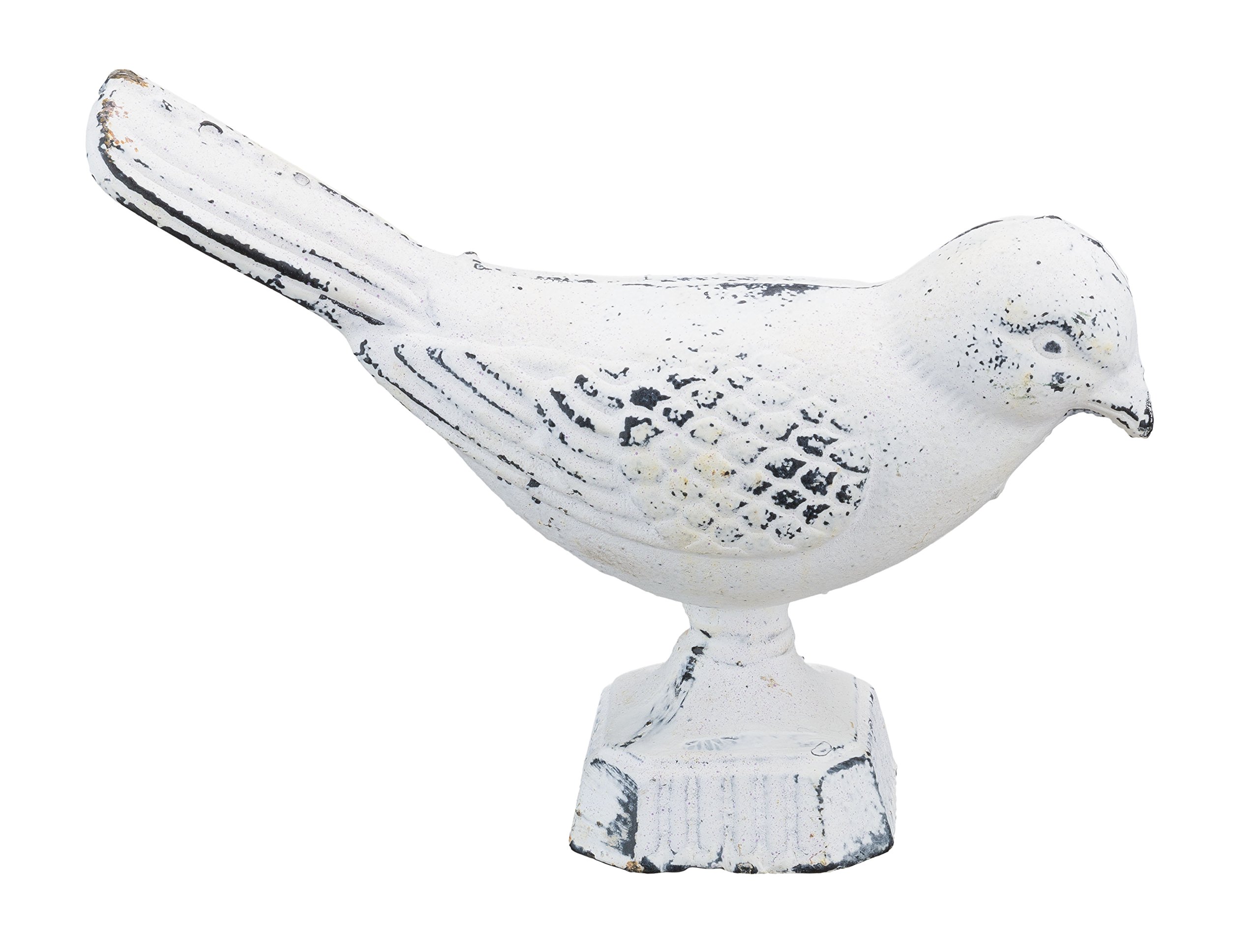 Vintage Cast Iron Bird Statue - White Decorative Garden Ornament for Outdoor & Indoor Decor - Perfect for Patio, Yard, and Home Décor