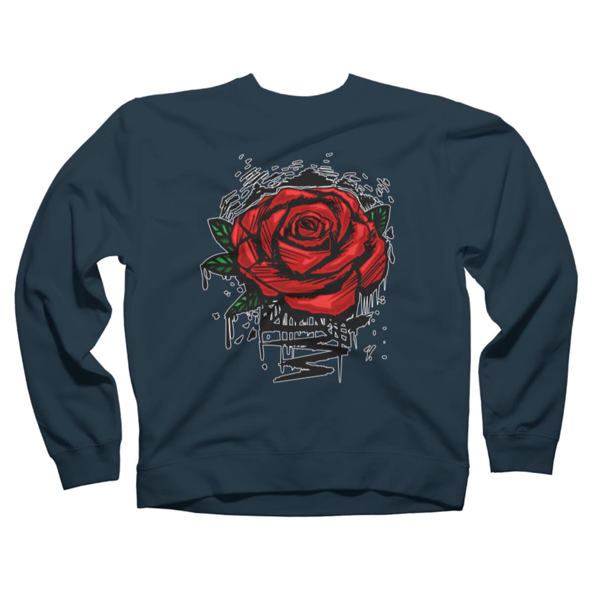 Design By Humans Unisex Rugged Rose Sweatshirt by Adamzworld | Soft Cotton Pullover Hoodie for Men & Women | Perfect for Casual Wear, Street Style & Outdoor Activities