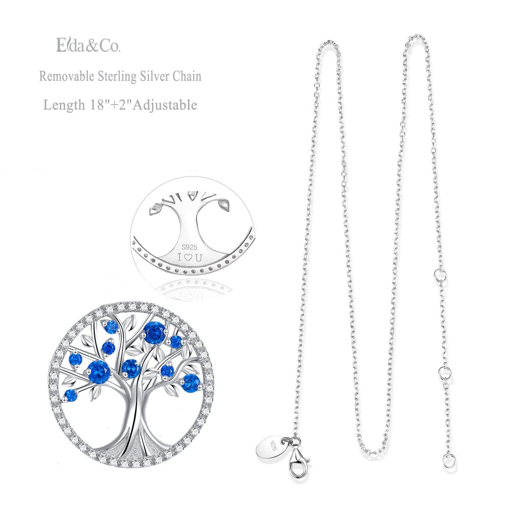 Tree of Life Necklace - March & April Birthstone Jewelry with Aquamarine for Women | 925 Sterling Silver Pendant Gift for Wife, Mom, Birthday | Spiritual Symbol for Meditation & Everyday Wear