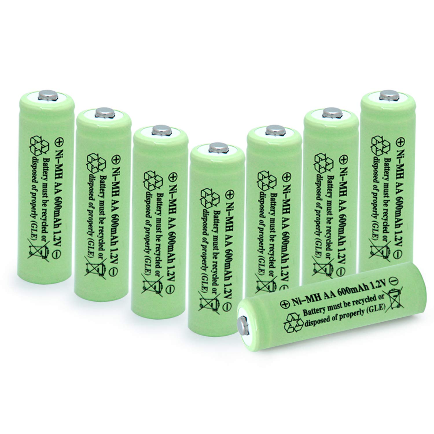 8-Pack AA Ni-MH 600mAh 1.2V Rechargeable Solar Batteries for Outdoor Solar Lights, Garden Lamps, Remote Controls & Computer Mice - Perfect for Solar-Powered Outdoor Lighting & Electronic Devices