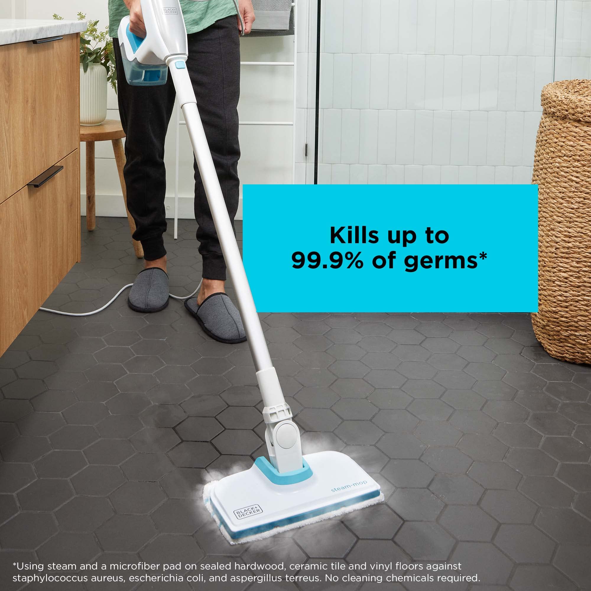 BLACK+DECKER Multi-Purpose Steam Mop & Handheld Steamer with 6 Attachments - BHSM15FX08 Corded Floor Cleaner for Hardwood, Tile & Carpet | Perfect for Home Deep Cleaning & Sanitizing