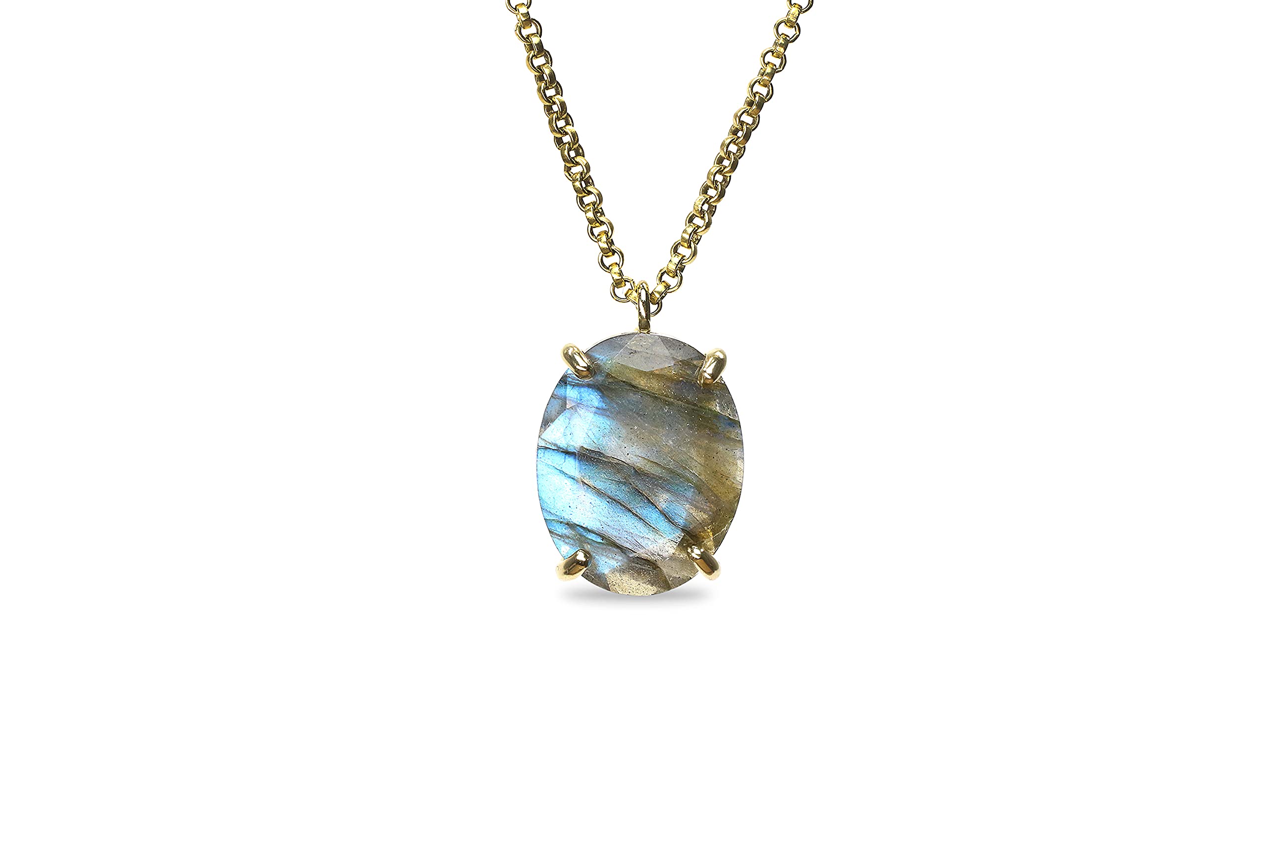 Handmade Labradorite Pendant Necklace for Women - Customized Anemone Jewelry with Semiprecious Stone - Elegant Everyday & Statement Jewelry - Perfect Gift for Her | Office Wear, Date Night, Special Occasions