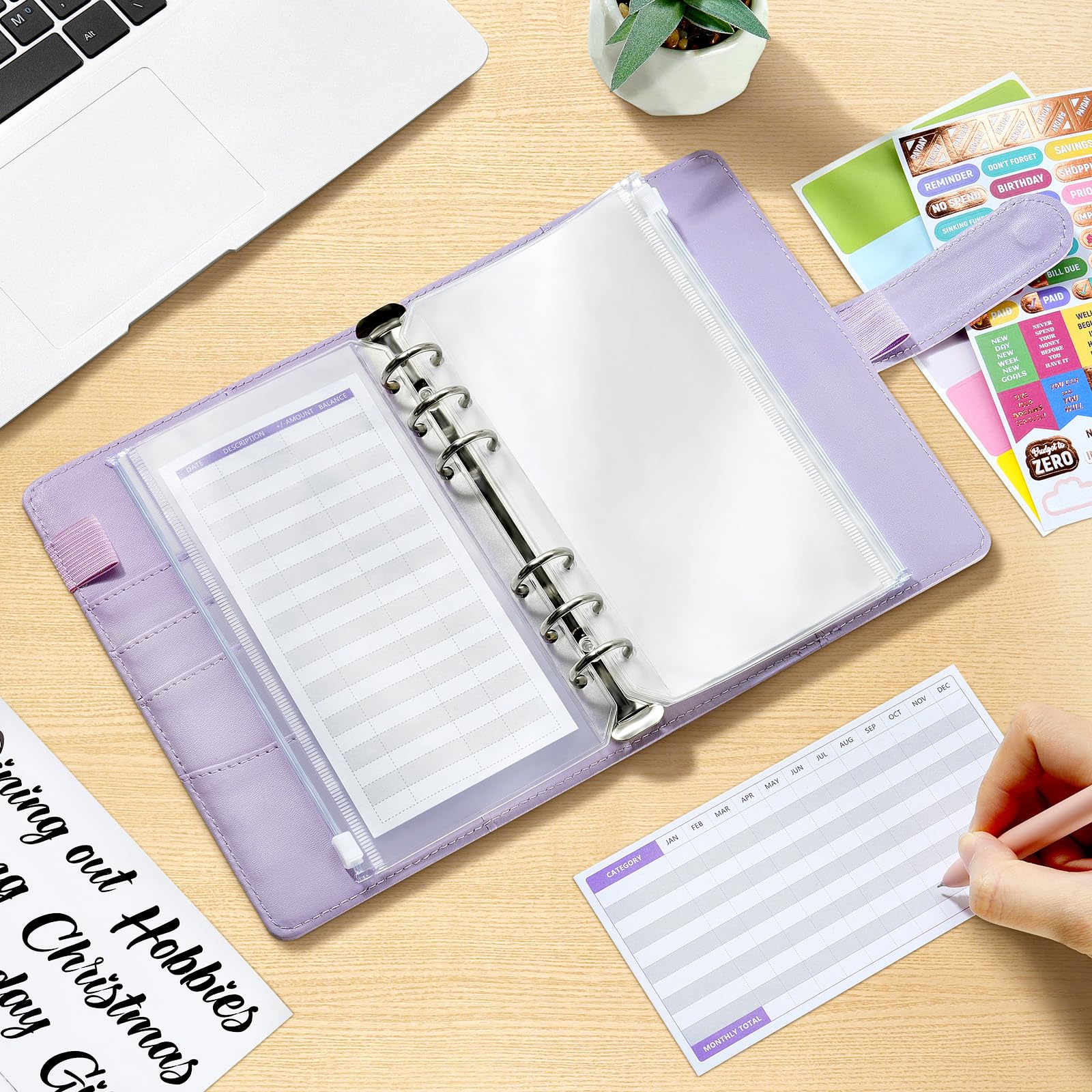 Sooez Money Saving Binder with Cash Envelopes - Budget Planner with Expense Sheets, Challenge Tracker & Category Labels - Savings Challenges Book for Home, Office & School - Perfect for Financial Planning, Debt Payoff & Personal Finance Organization