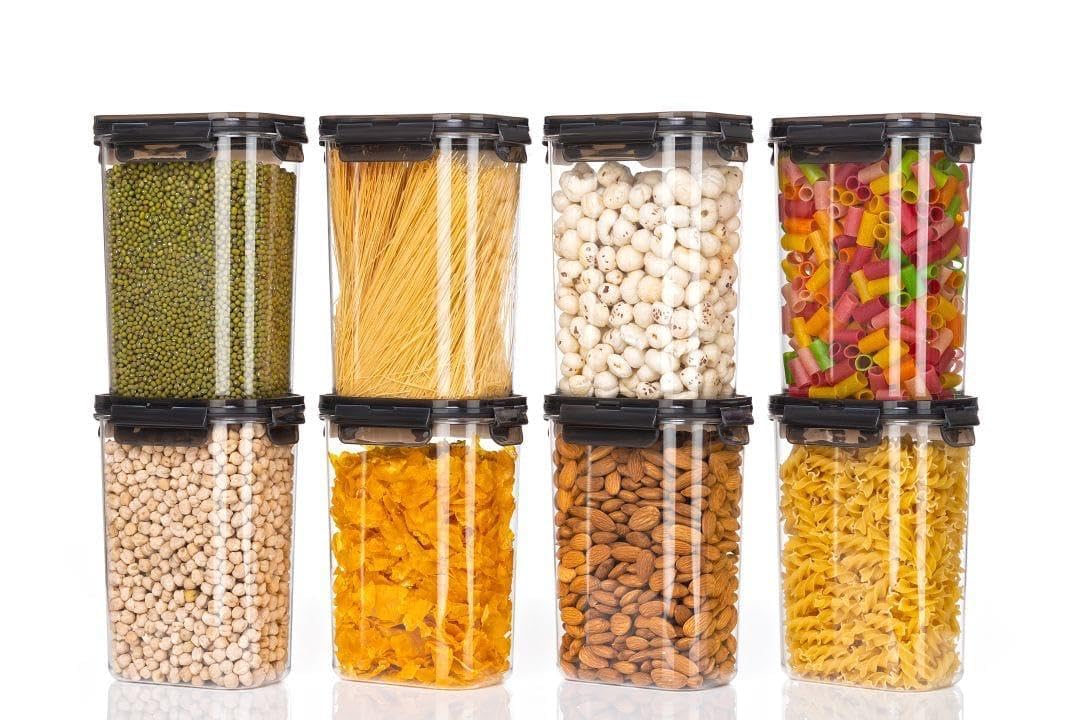 UCRAVO 4-Piece Airtight Food Storage Containers Set - 1400ml BPA-Free Plastic Canisters for Flour, Sugar & Dry Goods | Perfect for Kitchen Pantry Organization & Bulk Food Storage