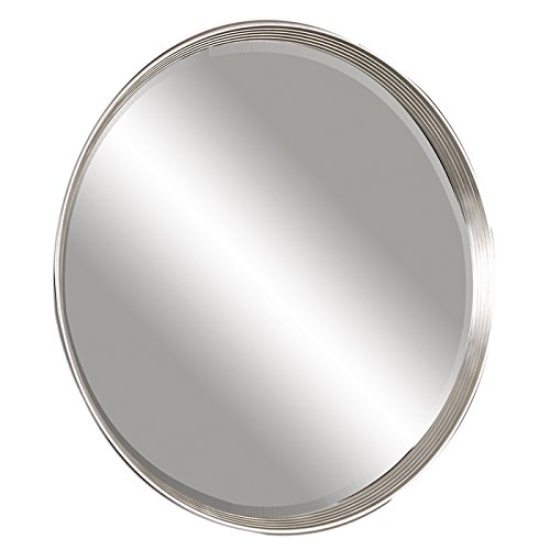 MY SWANKY HOME Classic Round Silver Wall Mirror - Modern Vanity Mirror for Bathroom, Bedroom & Entryway Décor | Elegant Home Accent for Makeup & Selfie Lighting