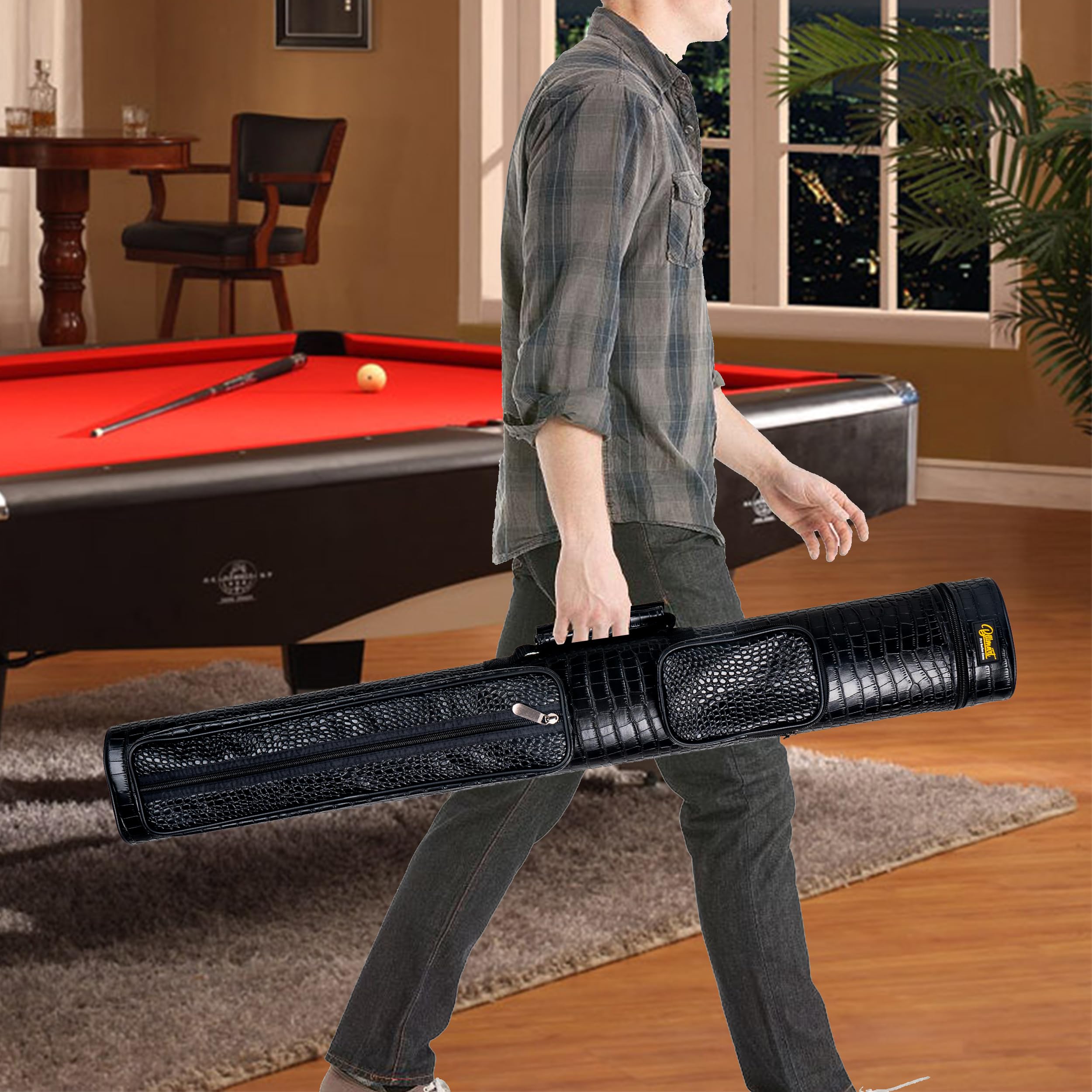 Premium 2x3 Hard Pool Cue Case - Durable Billiard Stick Carrying Case for Professional & Recreational Players - Perfect for Travel, Tournaments & Home Storage