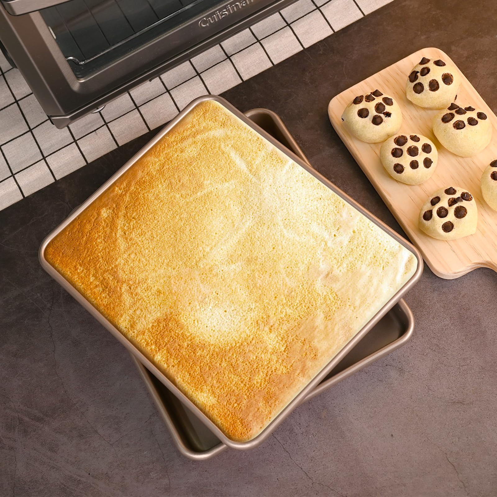 WMKGG 9 x 11 Inch Nonstick Air Fryer Toaster Oven Baking Tray Set of 2 - Heavy Duty Carbon Steel Pans for Roasting, Baking, Reheating - Perfect for Toaster Ovens, Air Fryers & Countertop Cooking