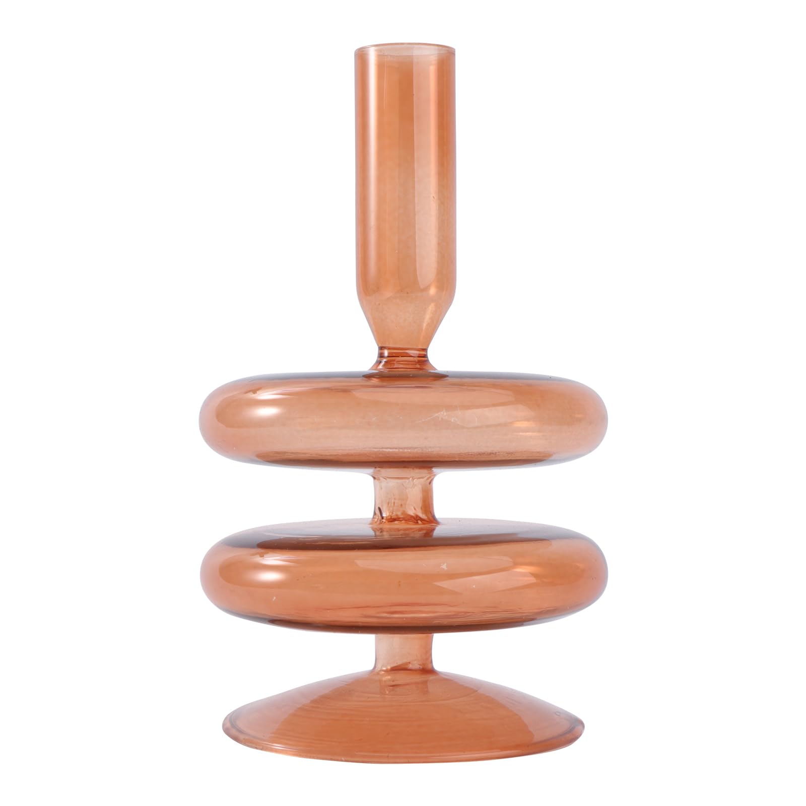 KESYOO Glass Taper Candle Holder Set - Elegant Brown Candlestick Stand for Wedding, Valentine's Day & Birthday Party Decor - Perfect Centerpiece for Dining Table, Mantel & Home Decoration