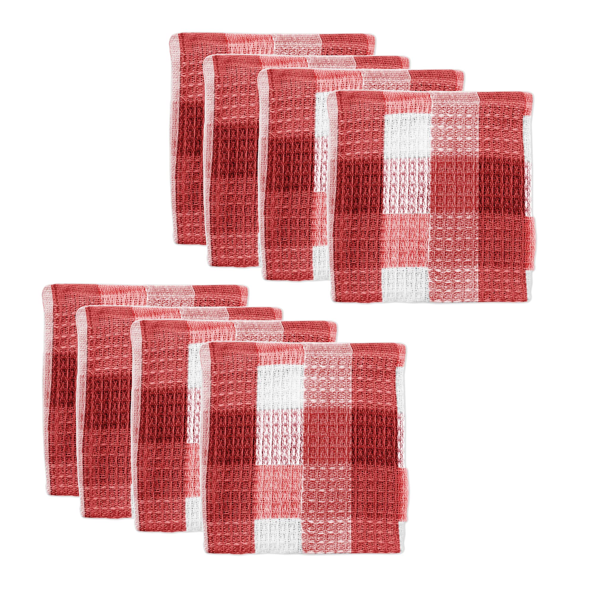 MÜkitchen | 100% Cotton Nana's Cloth - Super Absorbent Waffle Weave Kitchen Cleaning Towels for Dishes, Spills & Countertops | Reusable & Machine Washable | Set of 8 Crimson Towels | Perfect for Daily Kitchen Cleaning, Dish Drying & Household Chores