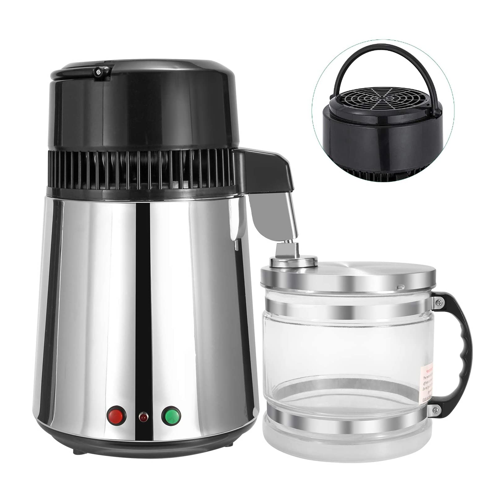 1 Gallon (4L) Pure Water Distiller Machine - 750W Countertop Water Filtration System with 1L/H Output | Home & Office Use for Drinking, Cooking, Baby Formula, and Aquariums