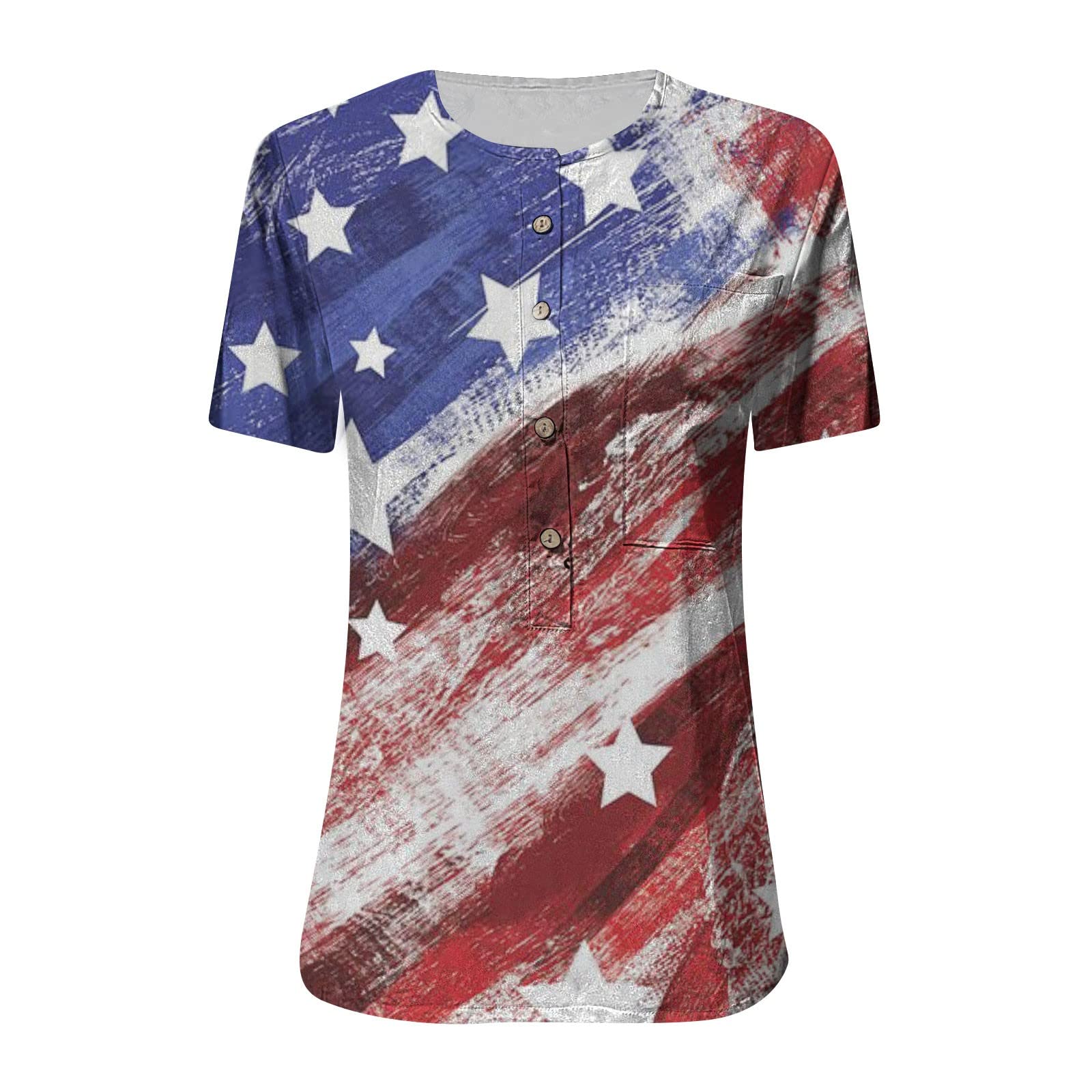 Floral Printed Short Sleeve V-Neck T-Shirt Tunic Blouse for Women - Casual Summer Outfits, Beach Wear & Everyday Comfort