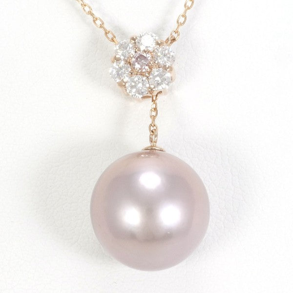 18K Pink Gold Freshwater Pearl & Pink Diamond Necklace for Women - Elegant Bridal Jewelry, Anniversary Gift, Valentine's Day Present
