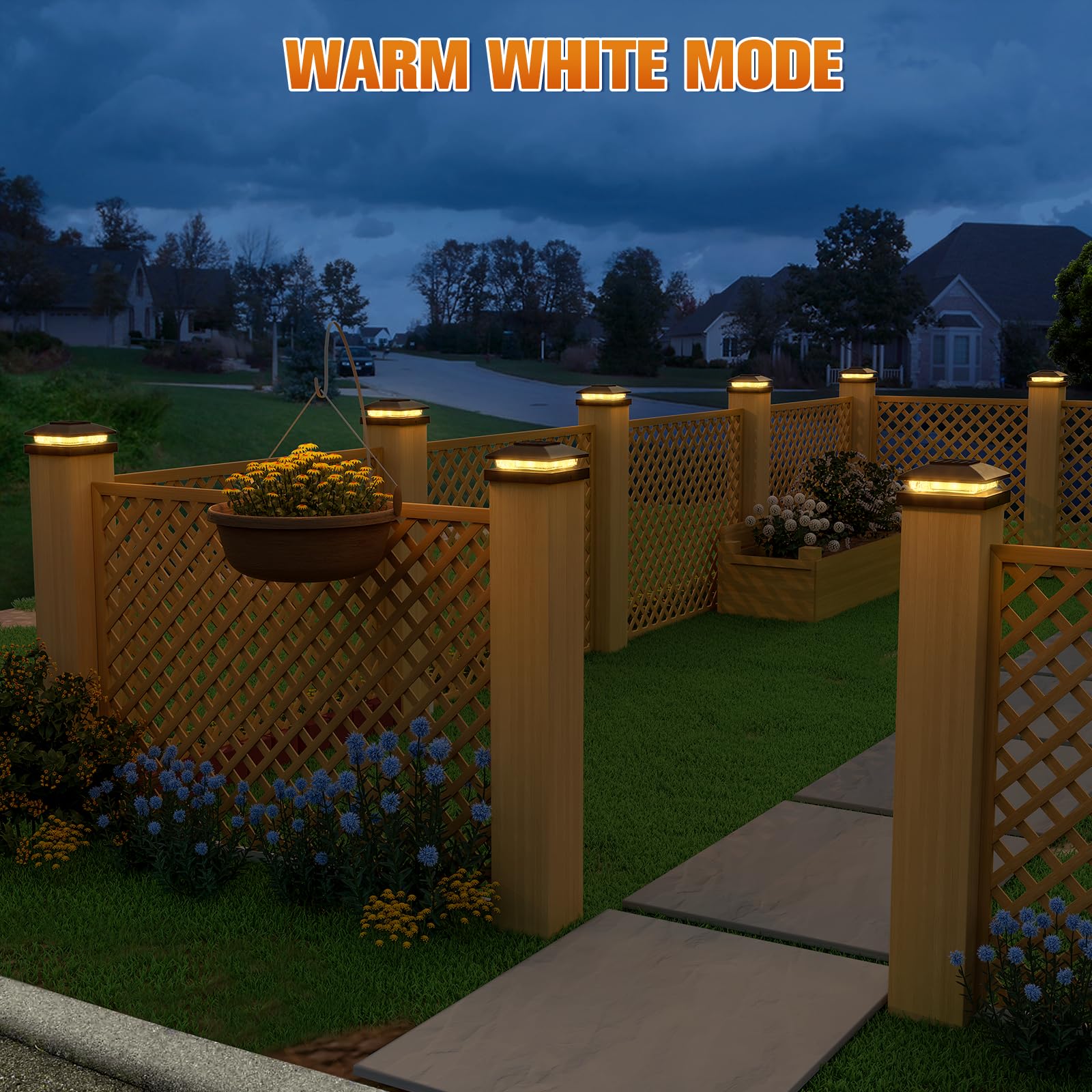 APONUO 6-Pack Black Solar Post Cap Lights - Warm White Waterproof Outdoor Solar Lights for 4x4 Wood/Vinyl Fence, Deck & Patio | Garden, Pathway & Backyard Decoration Lighting