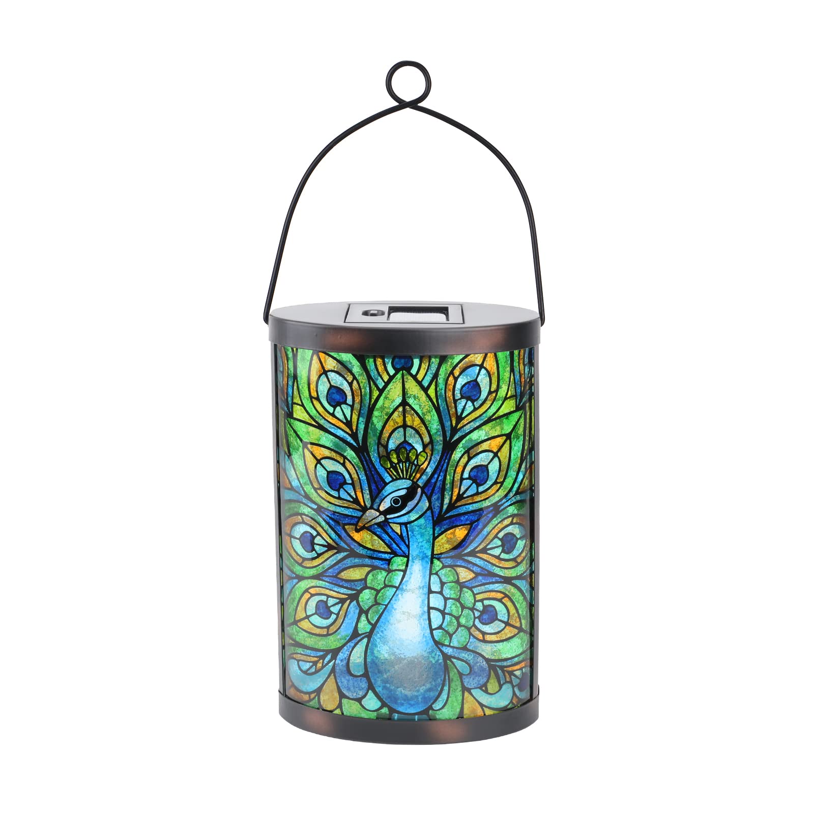 Solar Peacock Lights Outdoor Hanging - Waterproof Glass LED Solar Lantern for Garden, Yard, Tree & Desk Decor - Perfect for Patio, Pathway & Wedding Decoration