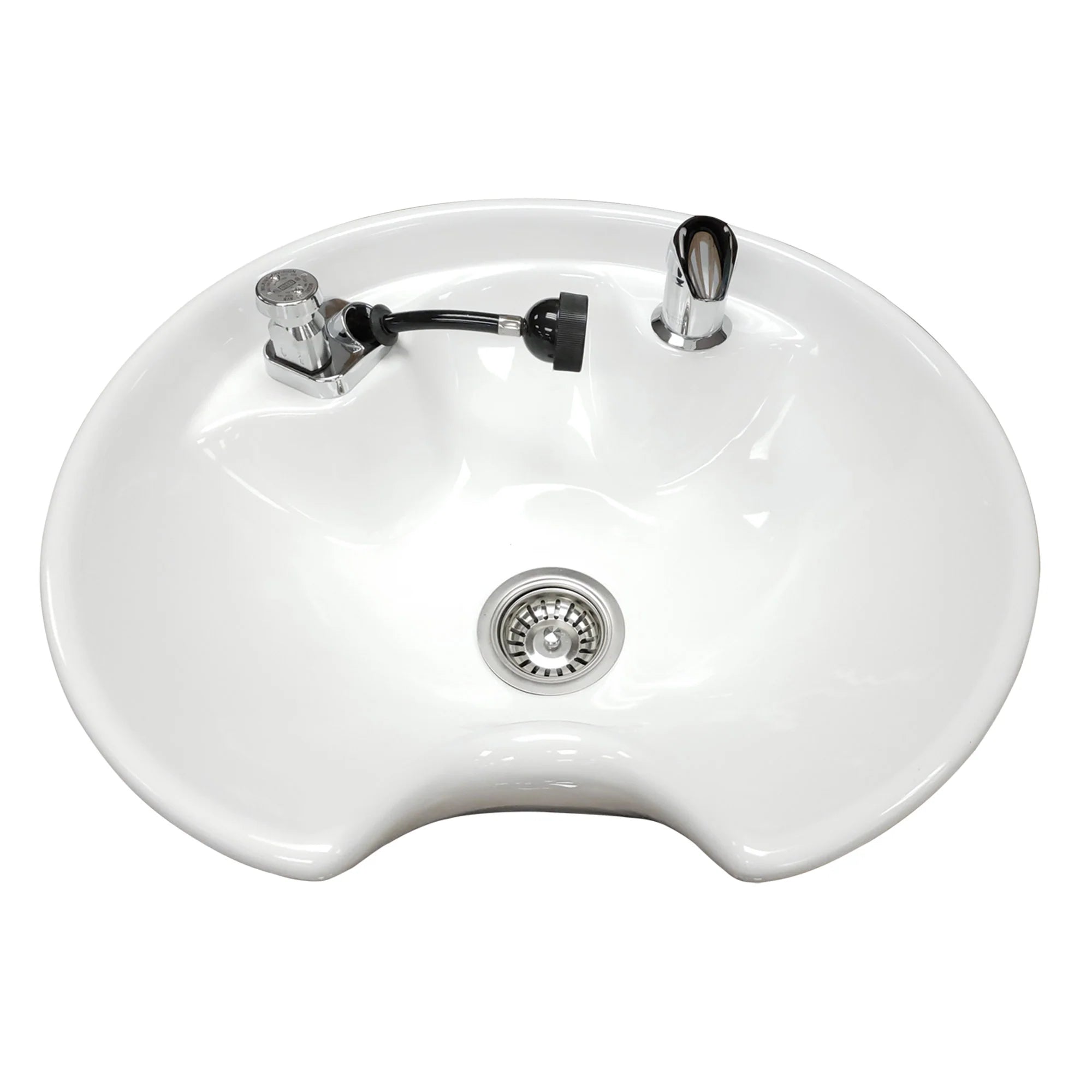 Premium Round Tilting Porcelain Shampoo Bowl for Salon & Spa - Ergonomic Hair Washing Basin with Adjustable Angle for Comfortable Hair Care at Home or Professional Use