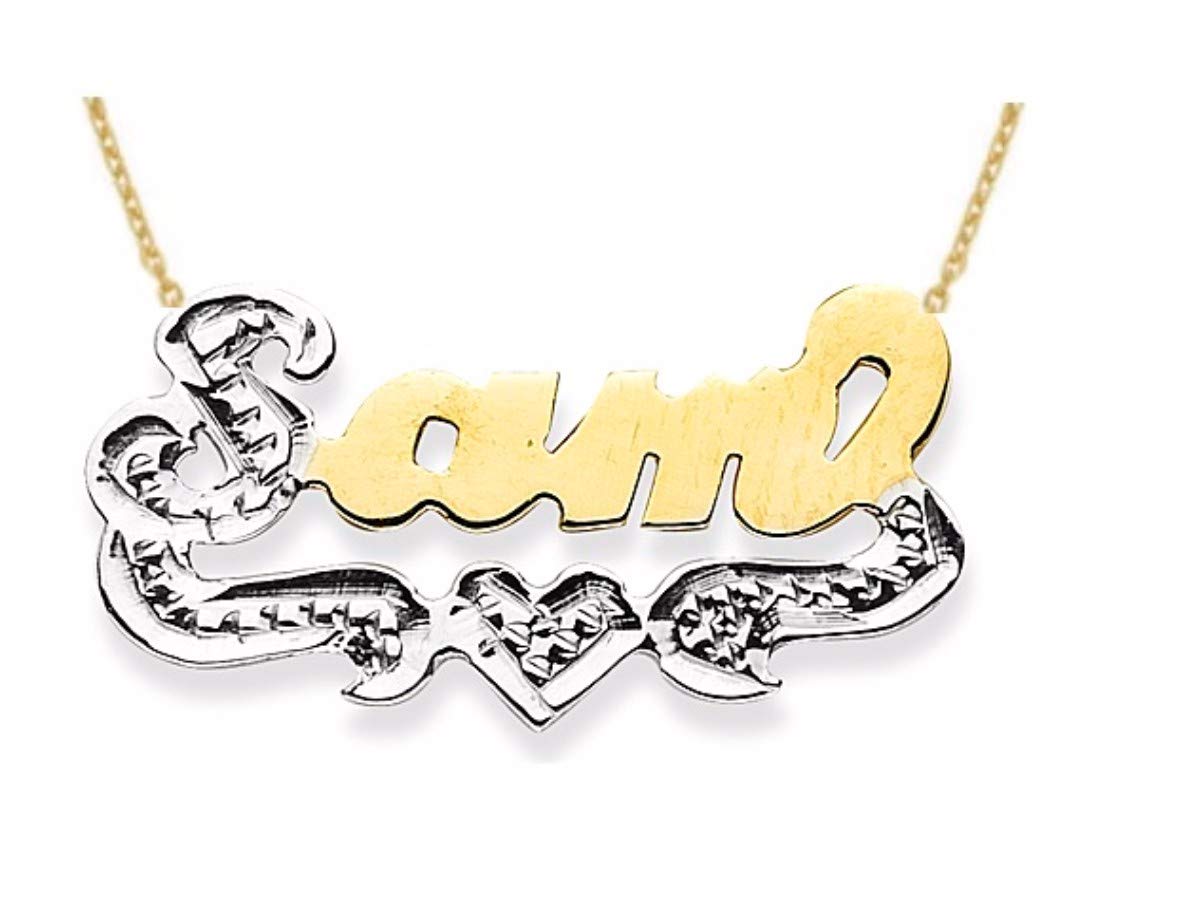 RYLOS Personalized Nameplate Necklace for Women & Men - Gold Plated or Sterling Silver, Diamond-Look High Polish - Perfect for Gifts, Anniversaries & Special Occasions