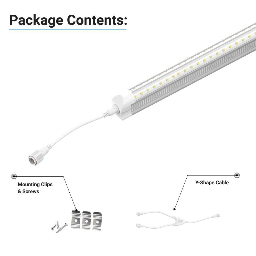32W T8 LED Freezer Cooler Door Lights - 5ft V Shape 5000K Daylight White with Clear Cover - Perfect for Commercial Refrigerators, Walk-in Coolers & Display Cases