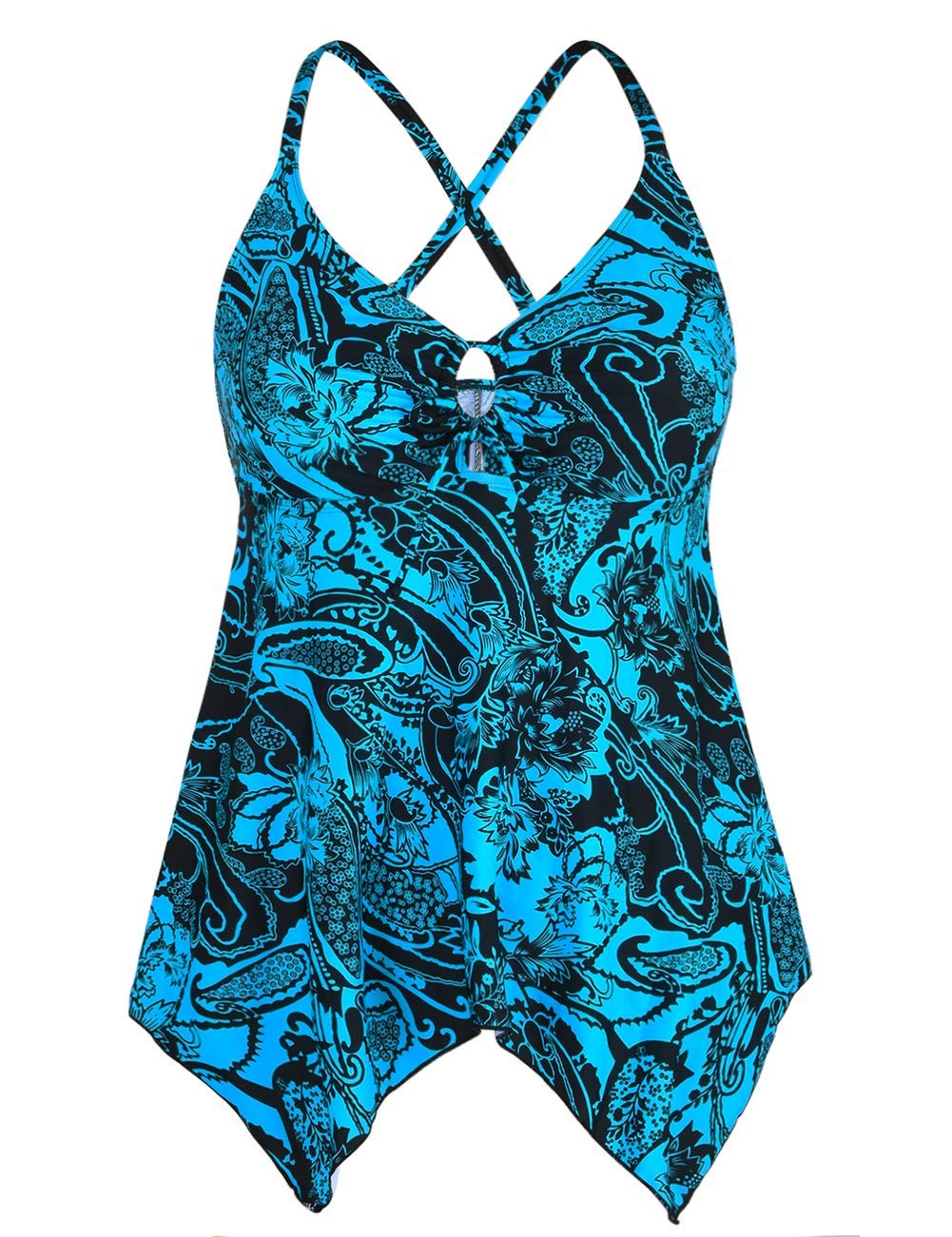 Firpearl Women's Modest Flowy Crossback Tankini Swimsuits - Plus Size Bathing Suit Top for Beach, Pool & Vacation | Comfortable & Stylish Swimwear