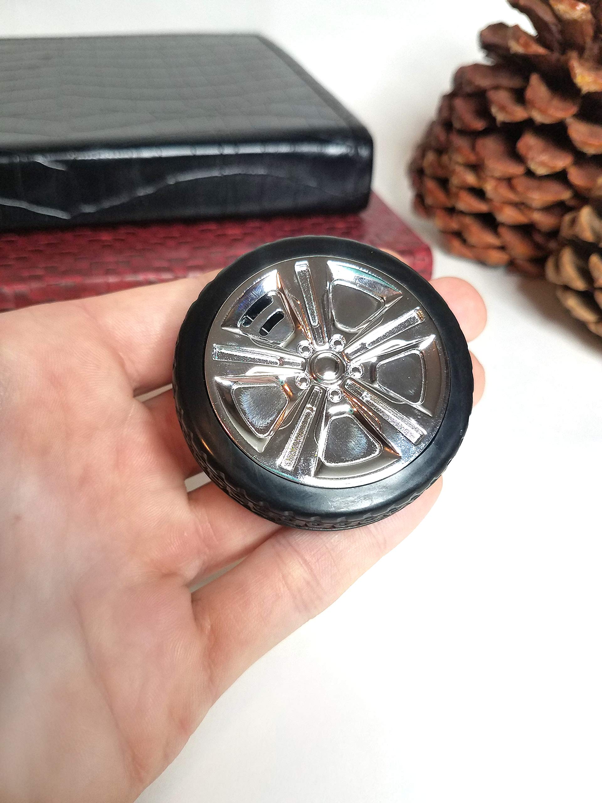 Collectible Tire Shaped Butane Lighter - Refillable Truck Lighter for Camping & Gifts (Silver)