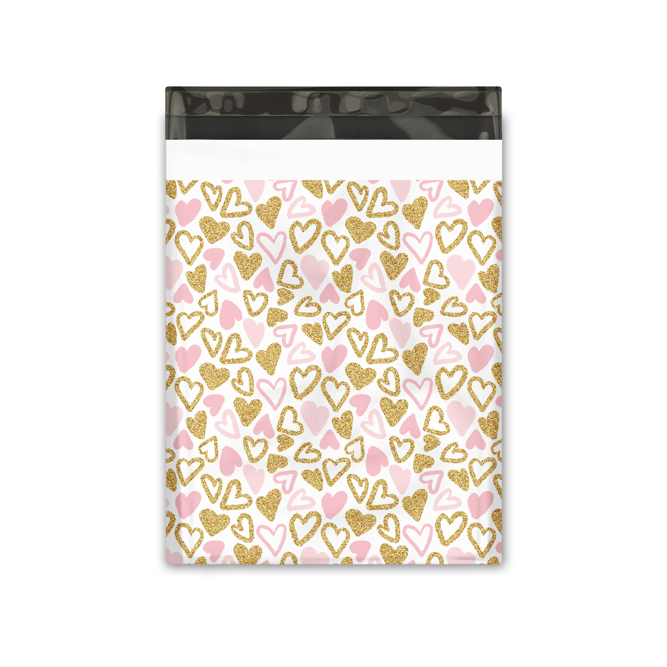 19x24 Inch Pink and Gold Hearts Poly Mailers - Premium Printed Shipping Envelopes for Ecommerce, Boutique & Gift Packaging (50 Pack) - Perfect for Jewelry, Apparel & Small Business Shipments