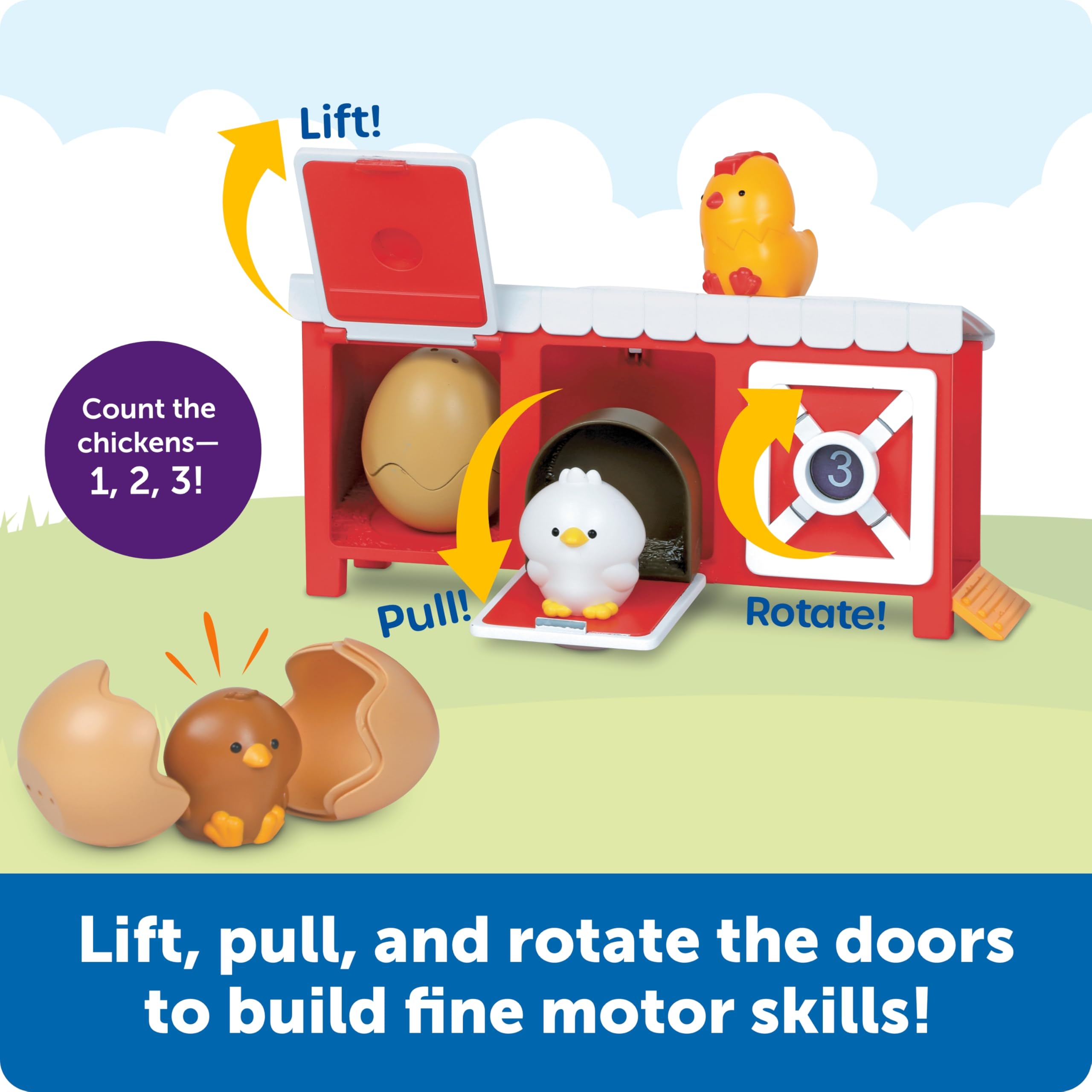 Learning Resources Peeksville Hide & Cheep Chicken Coop - Interactive Farm Animal Playset with Barn & Sensory Toys for Toddlers | Peekaboo Learning Game, Preschool Manipulatives & Easter Gift for Kids | Perfect for Farm-Themed Playtime & Early Childhood Development