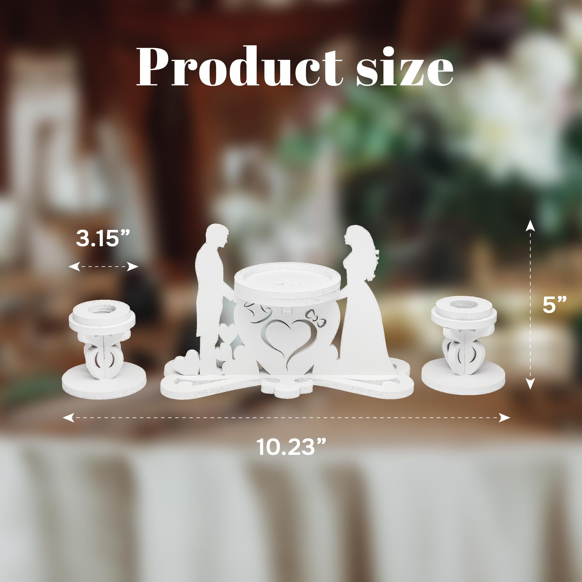 Unity Candle Holder Set for Wedding Ceremony - Bride and Groom Table Candles (3-Piece) - Elegant Wedding Candle Set for Vows, Receptions & Romantic Decor