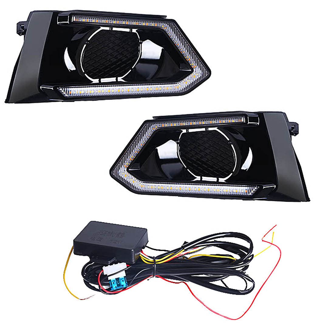 2019-2020-2021 Nissan Altima LED Daytime Running Lights with Dual Color Fog Lights, Turn Signal & Bezel - DRL Replacement for Enhanced Visibility & Safety (Perfect for Night Driving & Bad Weather Conditions)