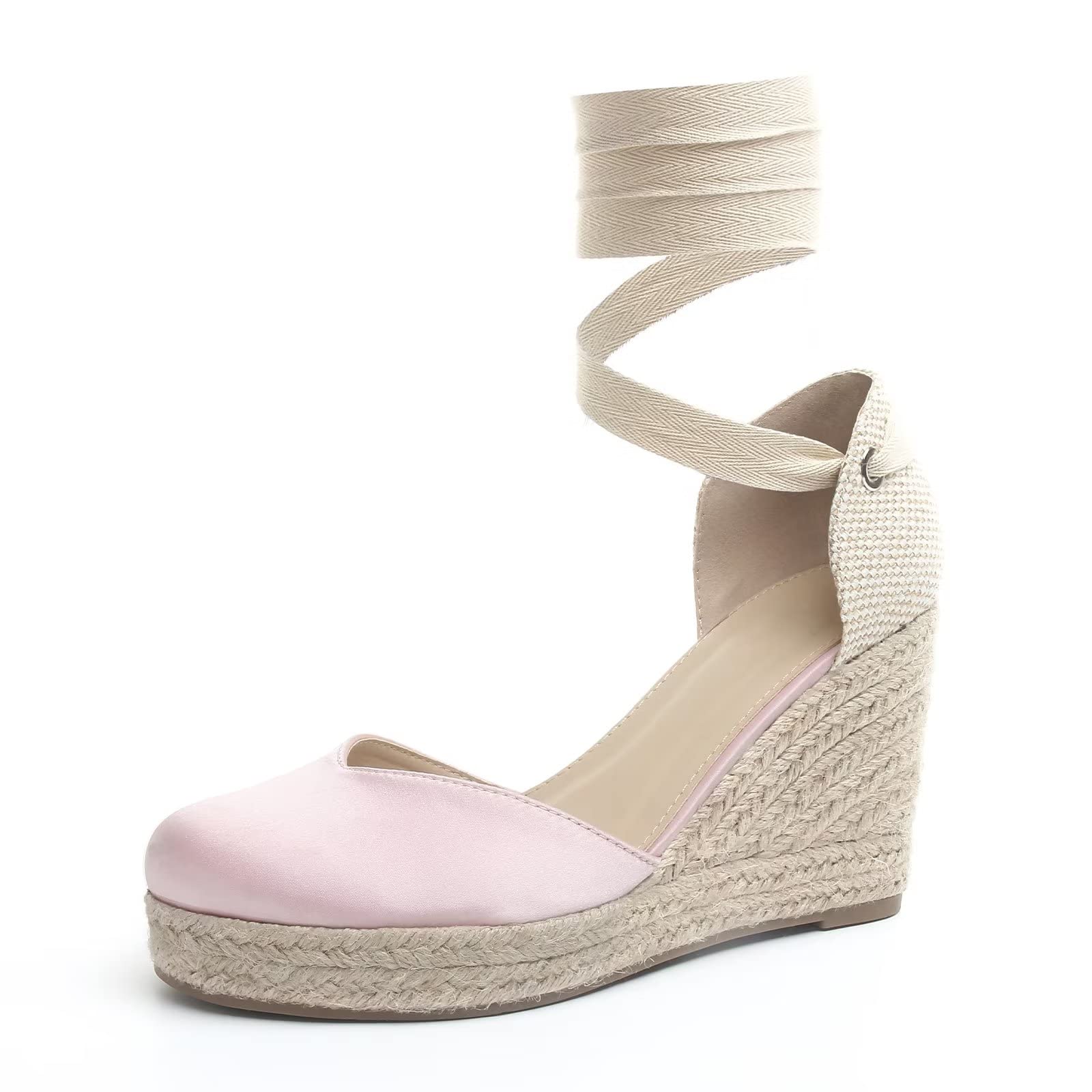 **MUSSHOE Women's Closed Toe Lace-Up Wedge Sandals – Comfortable Espadrille Heels for Casual Outings & Summer Fashion**    *Use for beach vacations, brunch dates, and stylish everyday wear.*