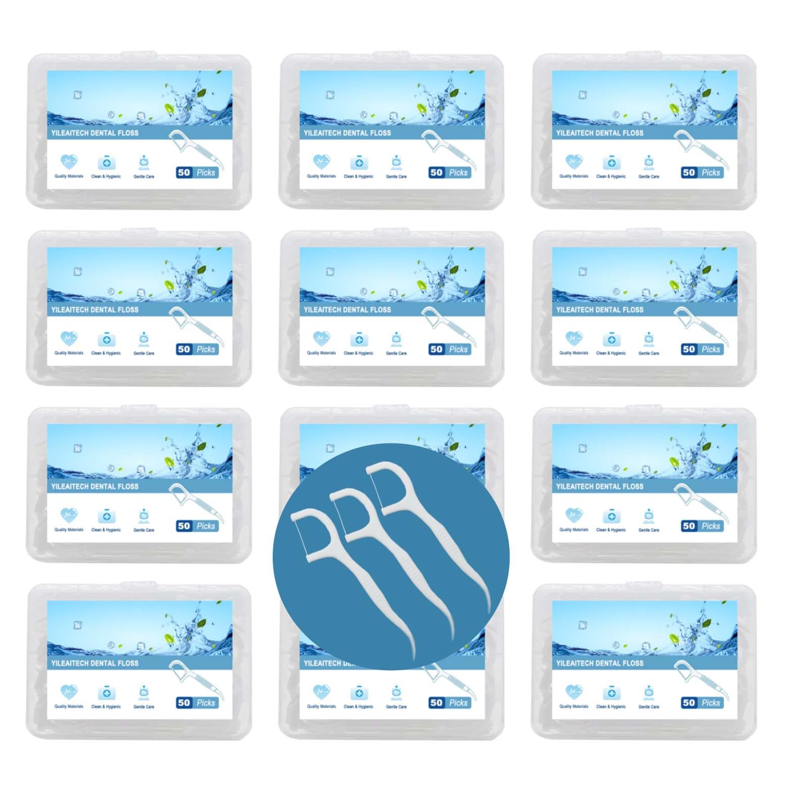 600 Count Unflavored Dental Floss Picks for Teeth Cleaning - 12 Pack Travel Size Portable Toothpicks | Perfect for Home, Office & On-The-Go Oral Care