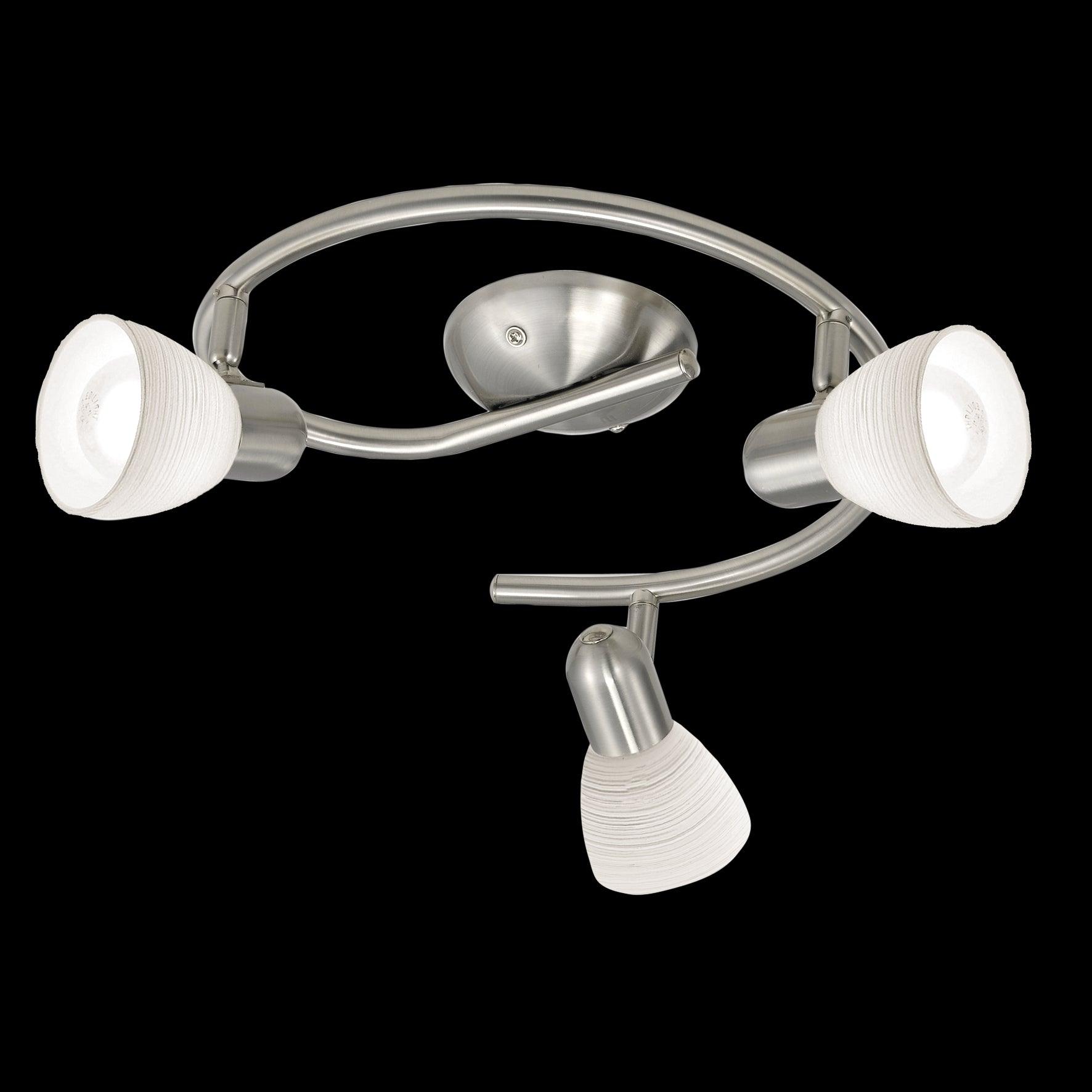 Eglo Dakar 1 Modern 3-Light Spotlight Fixture in Brushed Nickel & White Glass - Perfect for Kitchen Island Lighting, Dining Room, or Hallway Illumination