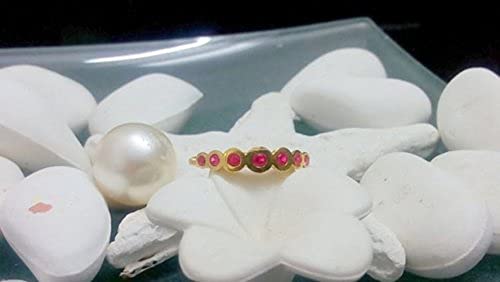 Tiny Ruby Ring - 14K Gold July Birthstone Ring, Custom Half Eternity Slim Band for Engagement, Wedding, Anniversary Gift - Perfect for Everyday Wear & Special Occasions