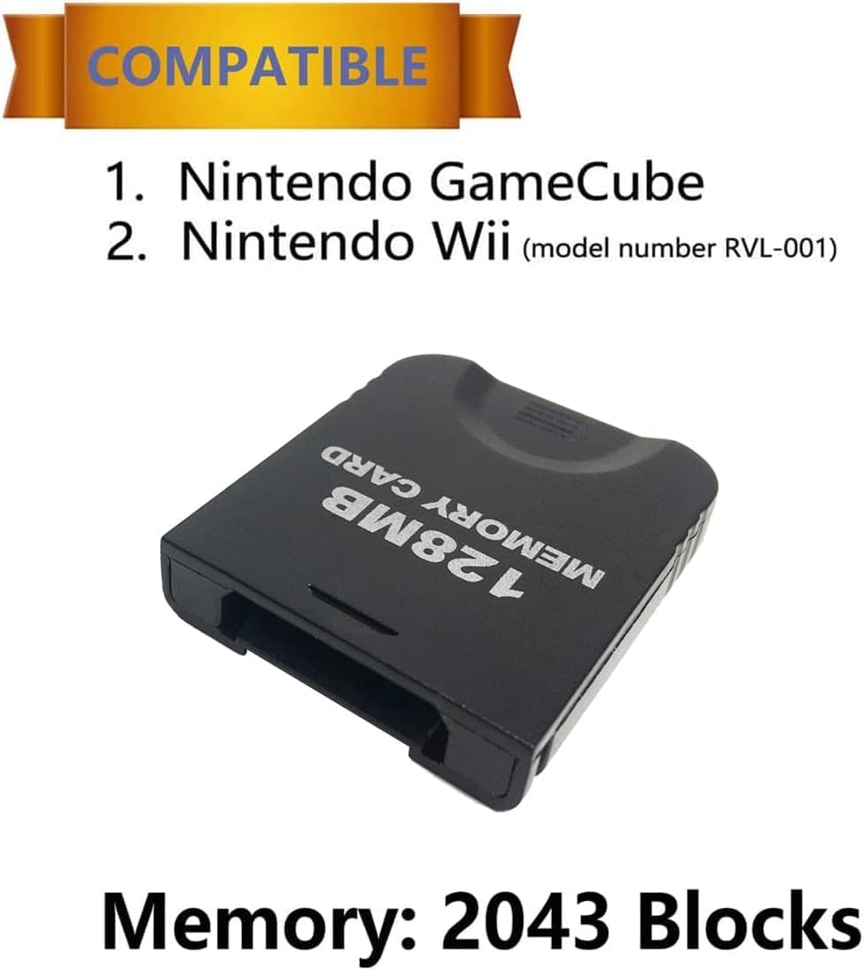 Nintendo GameCube Memory Card 128MB (2043 Blocks) - Compatible with Wii & NGC - Save Game Progress for Gamer Gear - Perfect for Gaming Sessions & Backup Storage