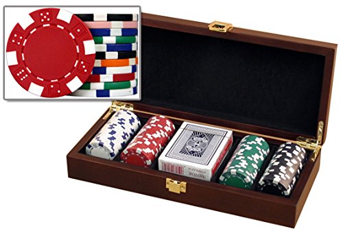 Premium DA VINCI Mahogany Wood Poker Chip Set - 300pcs 11.5g Casino Style Chips with 5 Dice - Professional Poker Accessories for Home Games, Casino Nights & Poker Tournaments