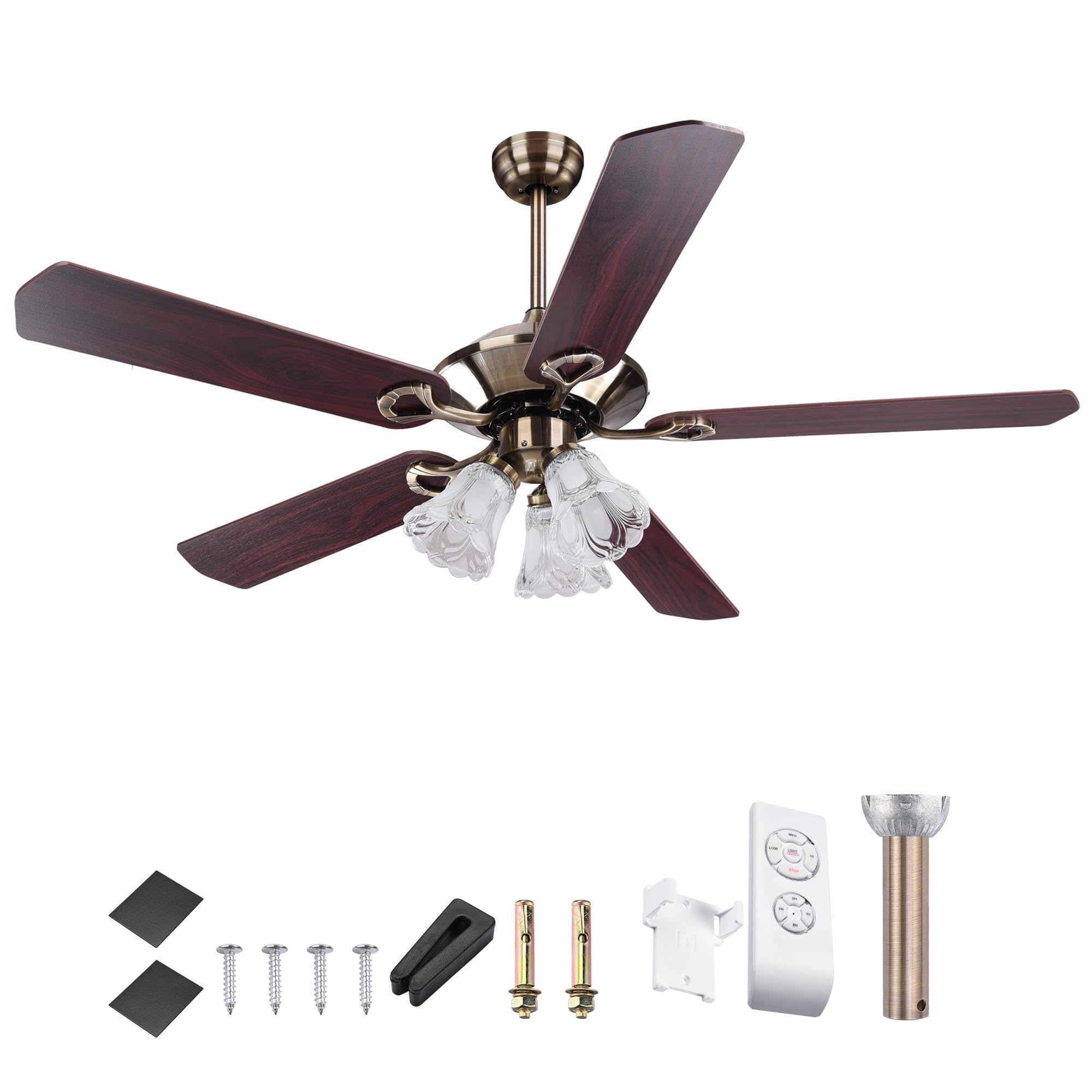 Yescom 51 Inch Farmhouse Ceiling Fan with Light Kit - Remote Control, Reversible Motor, Vintage Crystal Chandelier - Perfect for Dining Room, Kitchen & Living Room
