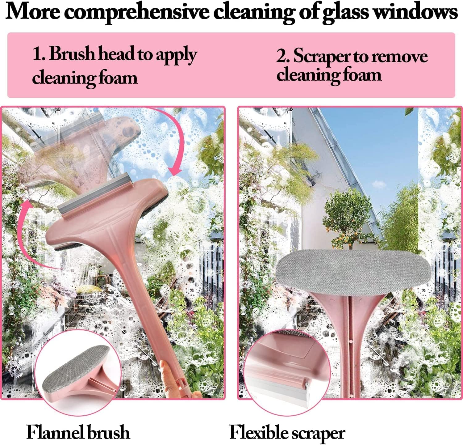 **Kesi 2-in-1 Multifunctional Window & Screen Cleaning Brush – Double-Sided Mesh Cleaner with Extended Handle – Perfect for Windows, Screens, and Patio Doors (Pack of 2)**