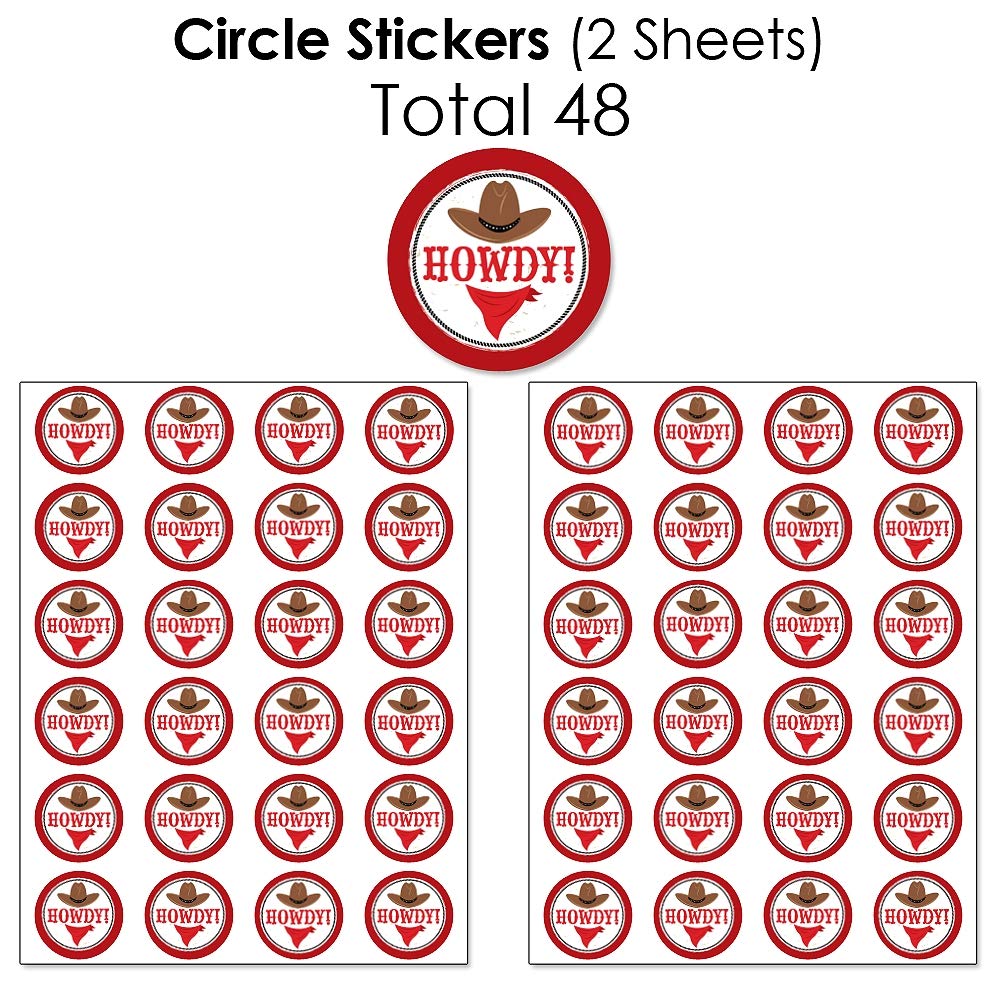 Western Hoedown Cowboy Party Candy Wrappers & Stickers Kit - 304pcs Wild West Theme Candy Favor Supplies for Birthday, Baby Shower, Cowboy Theme Party Decorations