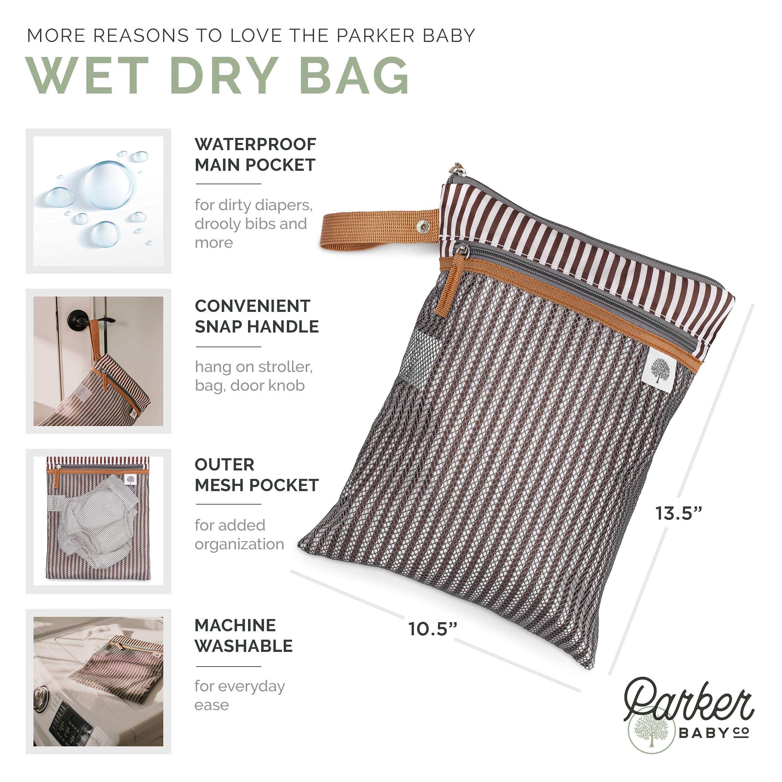 Parker Baby Diaper Backpack Gift Set - Premium Baby Shower Essentials with Changing Pad & Wet Dry Bag - Perfect for Travel, Daycare & New Parents On-the-Go