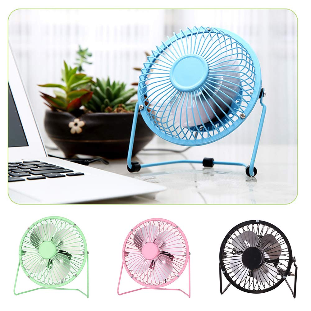 Portable USB Rechargeable Metal Quiet Cooling Fan - Blue | Personal Desk Fan for Home, Office & Travel | Stay Cool Anywhere