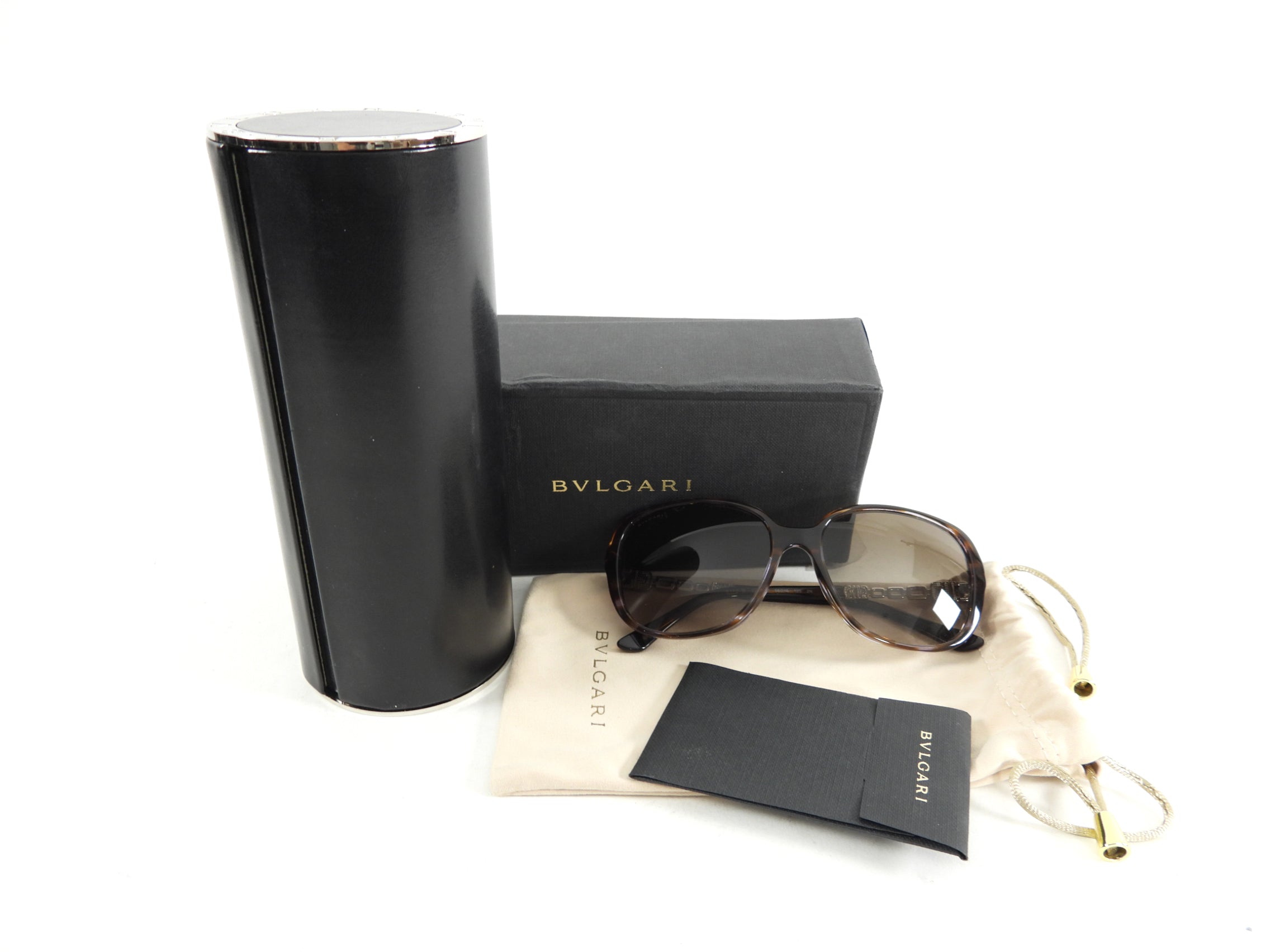 Bvlgari Luxury Brown Tortoise Shell Sunglasses with Jewel Accents - Stylish UV Protection for Women - Perfect for Beach, Travel & Fashion Outfits