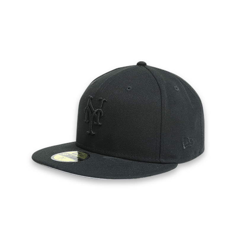 New Era New York Mets Blackout Basic 59FIFTY Fitted Hat - Official MLB Baseball Cap for Men & Women - Perfect for Games, Streetwear & Sports Fans