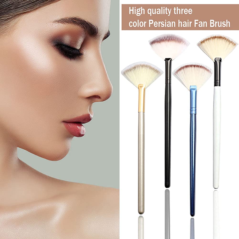 4 Pcs Soft Makeup Brush Set - Facial Fan Mask Brush for Flawless Foundation & Powder Application | Perfect for Daily Makeup, Salon & Professional Use