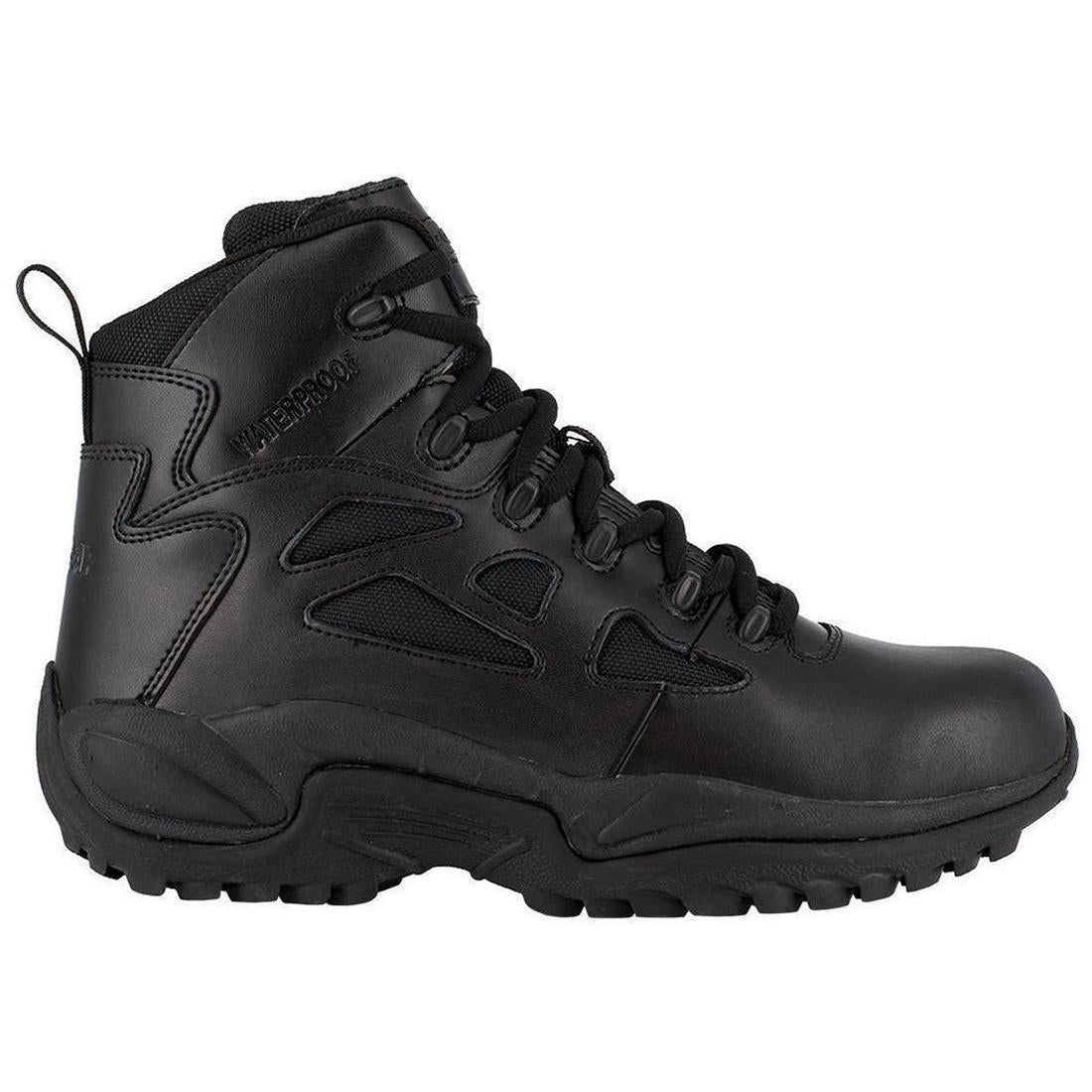 Rapid Response RB 6 Inch Soft Toe Waterproof Tactical Boots with Side Zip - Black | Lightweight Military Work Boots for Outdoor Hiking, Construction & Security Duty