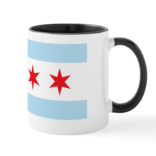 White/Black Inside - Chicago Flag White Background Mug