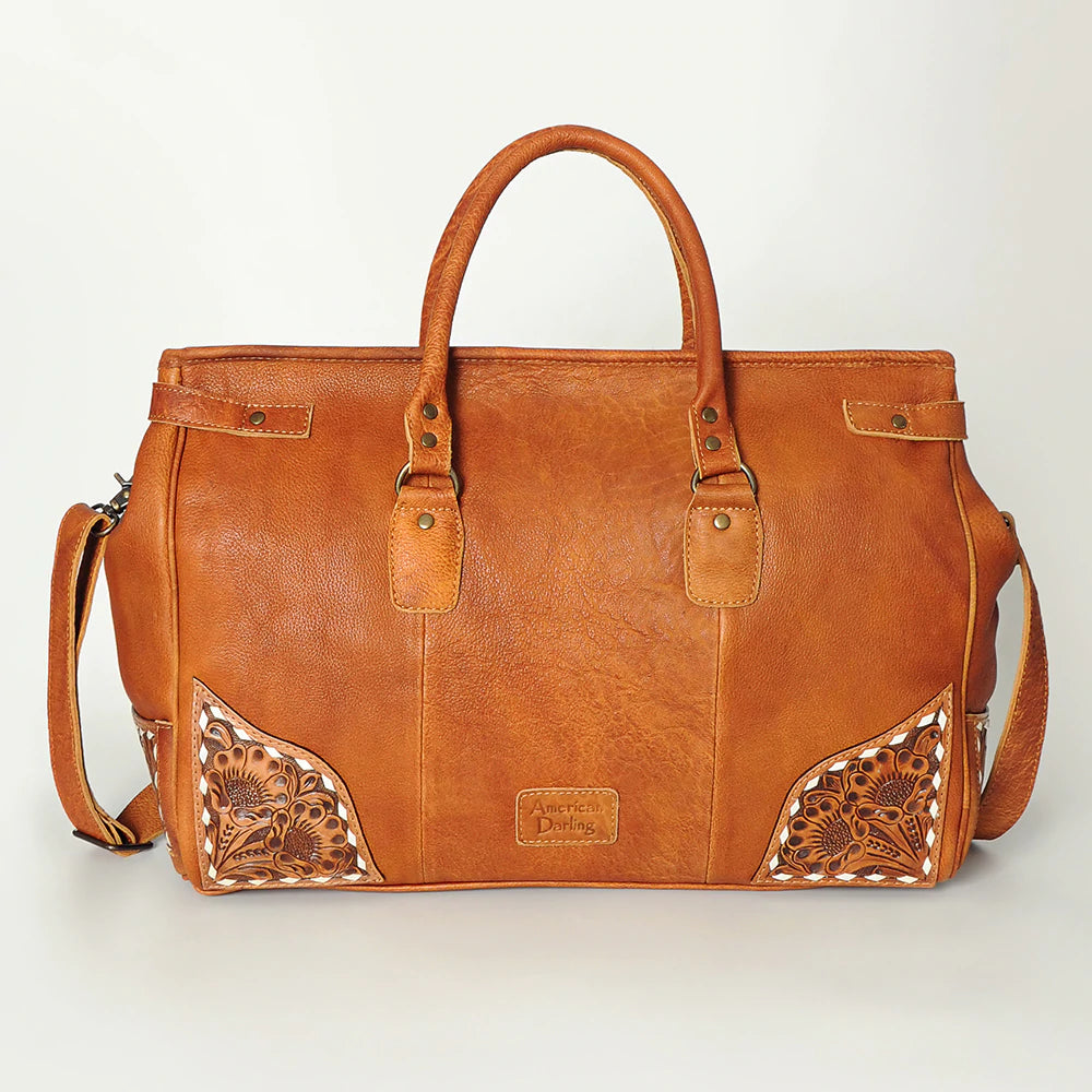 American Darling Tooled Leather Duffle Bag - Stylish Travel & Gym Bag for Men & Women | Perfect for Weekend Getaways, Sports, and Workouts