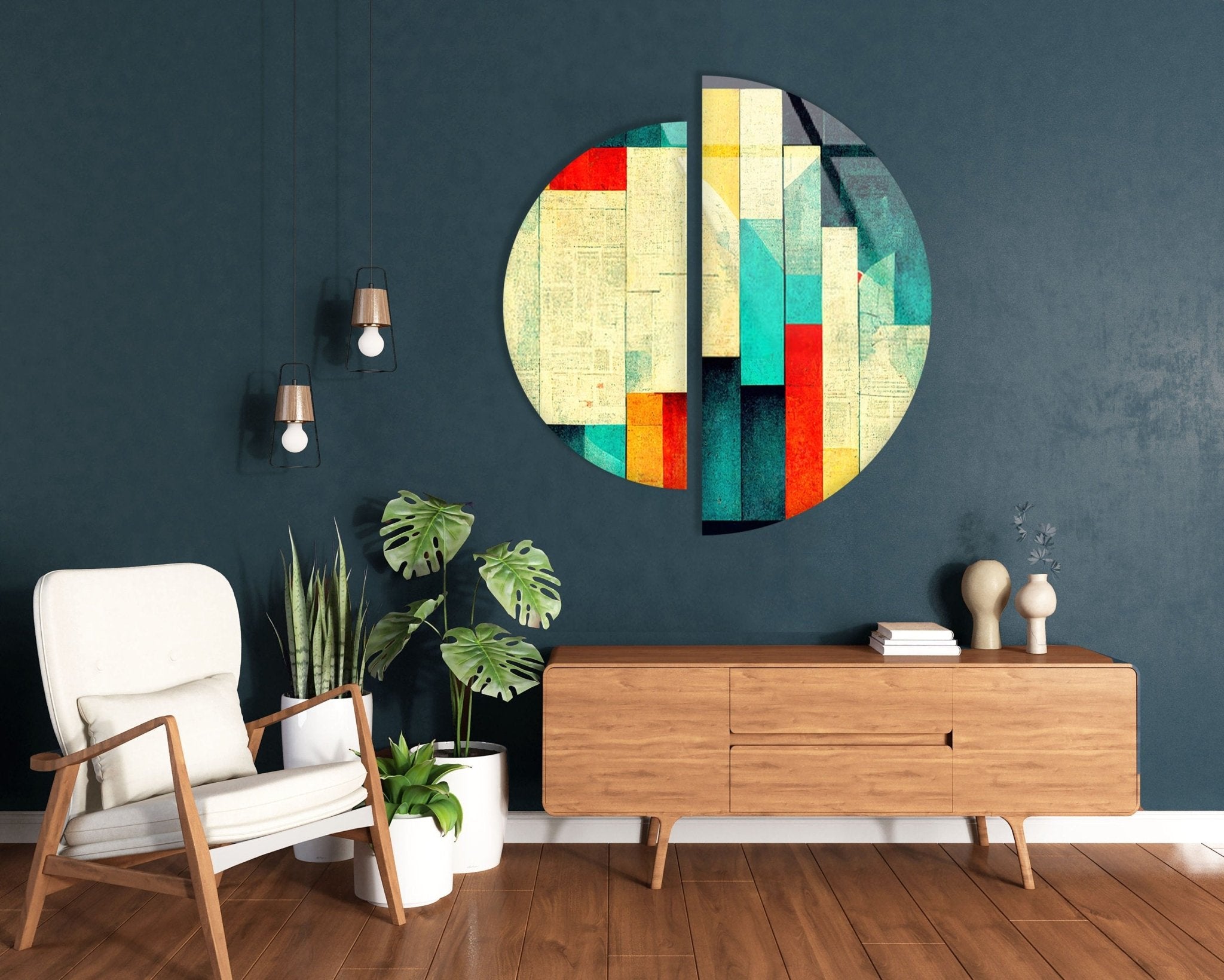 Abstract Beige Glass Wall Art Set of 2 - Modern Home Decor for Living Room, Bedroom & Office - Handcrafted Contemporary Artwork for Interior Design